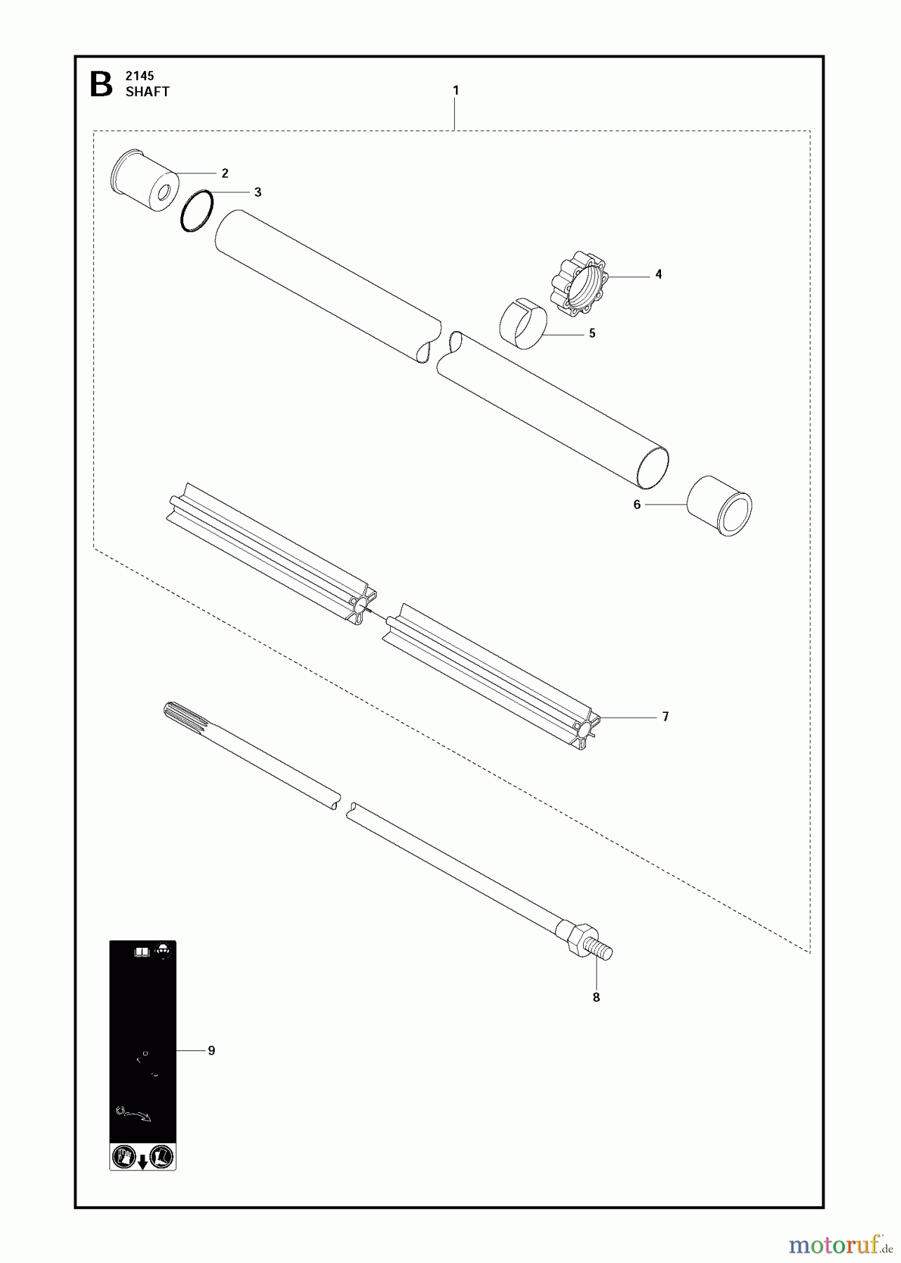  Jonsered Motorsensen, Trimmer BC2145 - Jonsered Brushcutter (2011-02) SHAFT