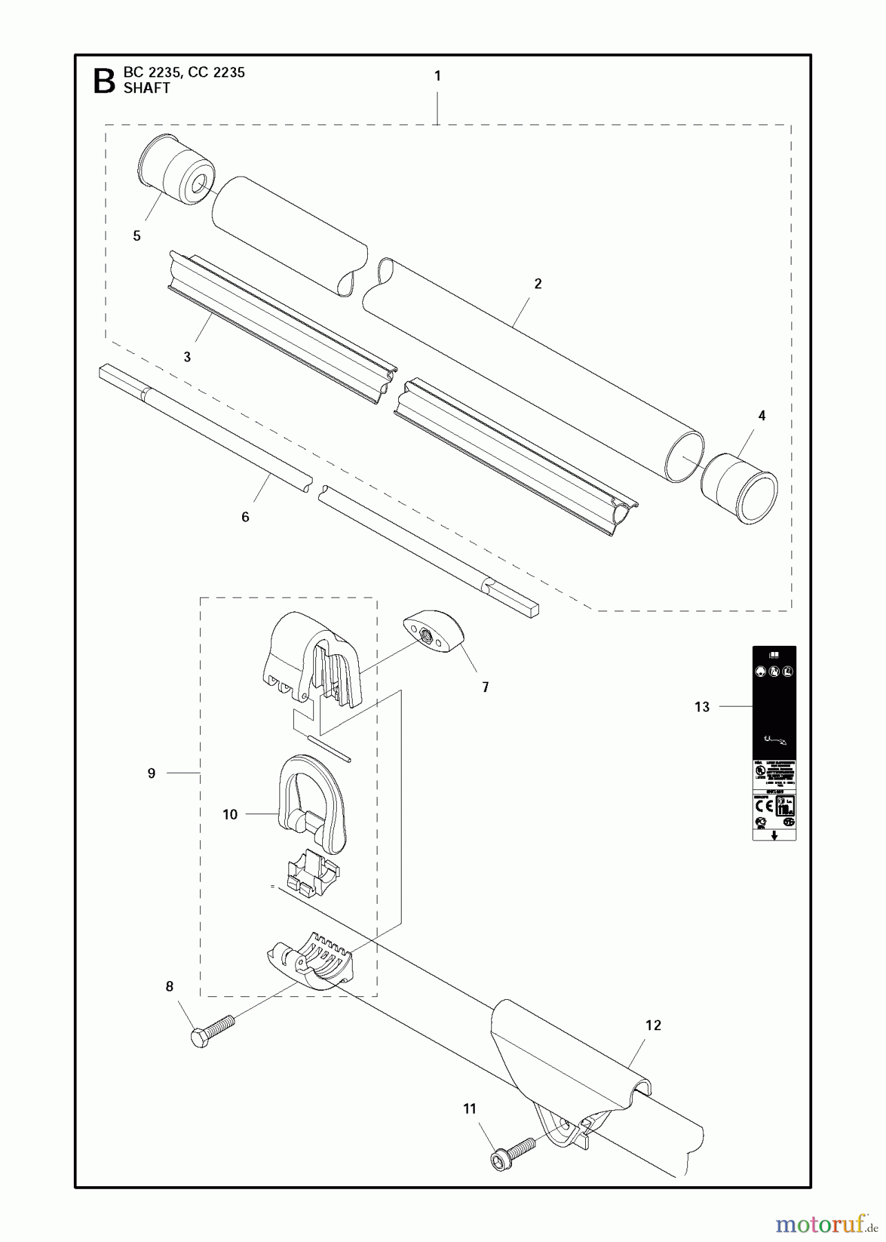  Jonsered Motorsensen, Trimmer CC2235 - Jonsered String/Brush Trimmer (2011-02) SHAFT