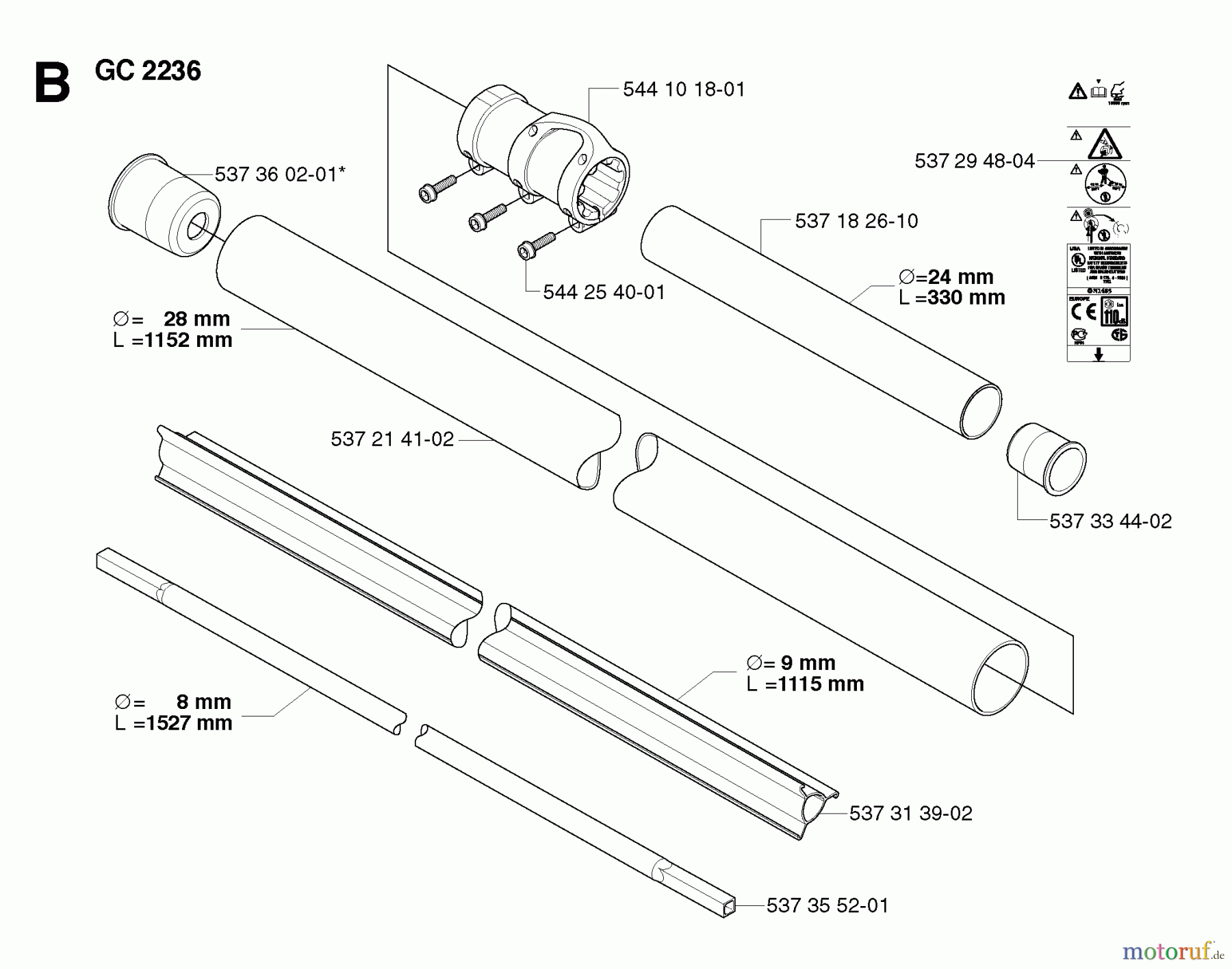  Jonsered Motorsensen, Trimmer BC2236 - Jonsered Brushcutter (2007-01) SHAFT #1