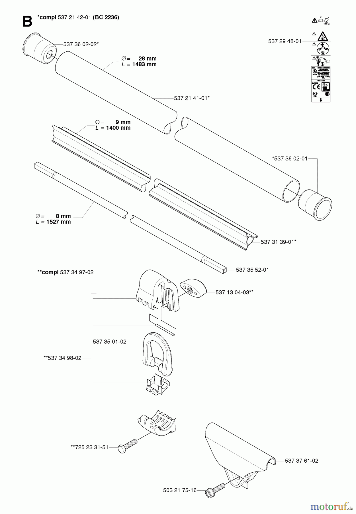  Jonsered Motorsensen, Trimmer BC2236 - Jonsered Brushcutter (2007-01) SHAFT #2