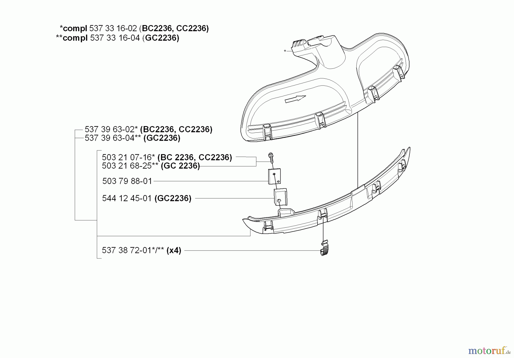  Jonsered Motorsensen, Trimmer BC2236 - Jonsered Brushcutter (2008-09) GUARDS #1