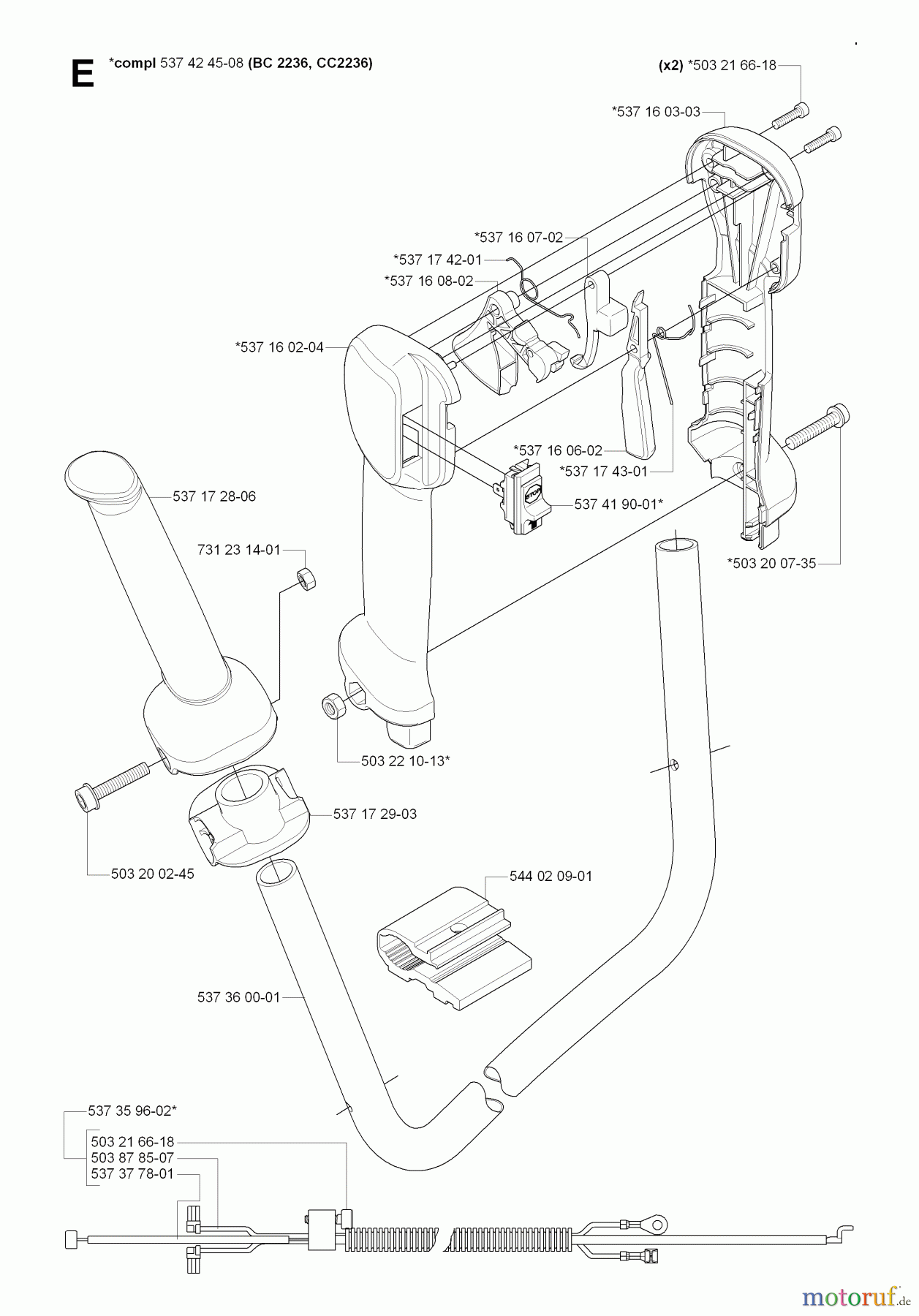  Jonsered Motorsensen, Trimmer BC2236 - Jonsered Brushcutter (2008-09) HANDLE CONTROLS