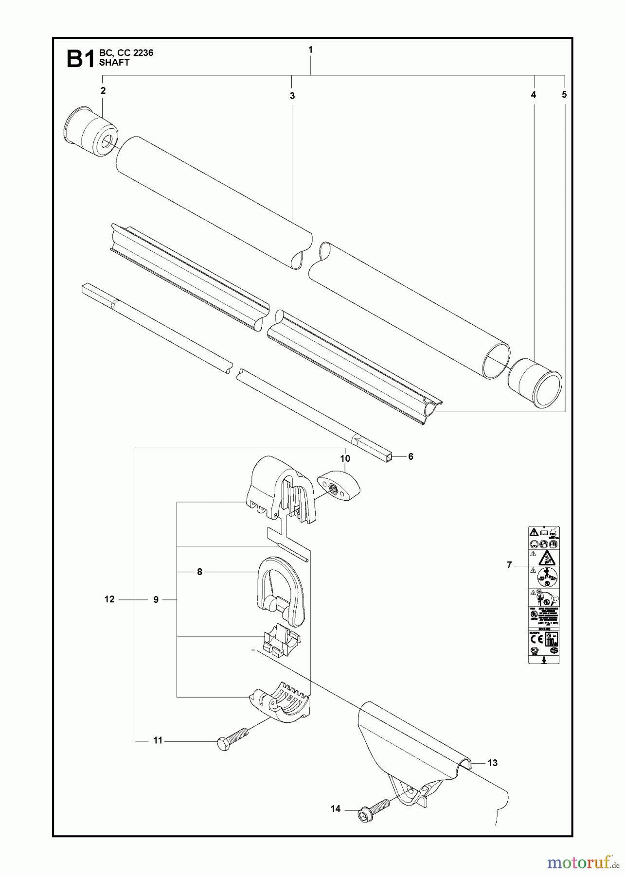  Jonsered Motorsensen, Trimmer CC2236 - Jonsered String/Brush Trimmer (2010-11) SHAFT