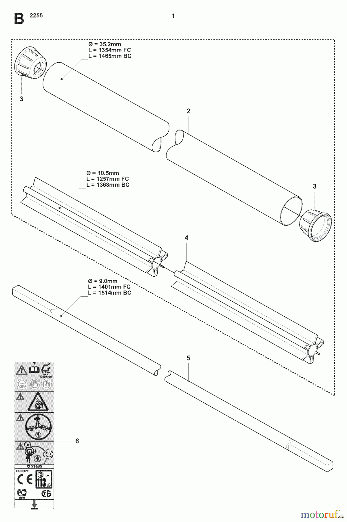  Jonsered Motorsensen, Trimmer BC2255 - Jonsered Brushcutter (2007-08) SHAFT