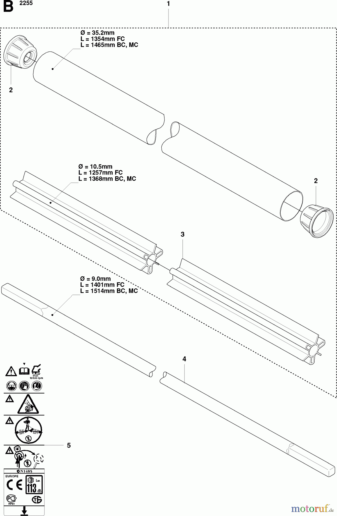  Jonsered Motorsensen, Trimmer BC2255 - Jonsered Brushcutter (2008-07) SHAFT