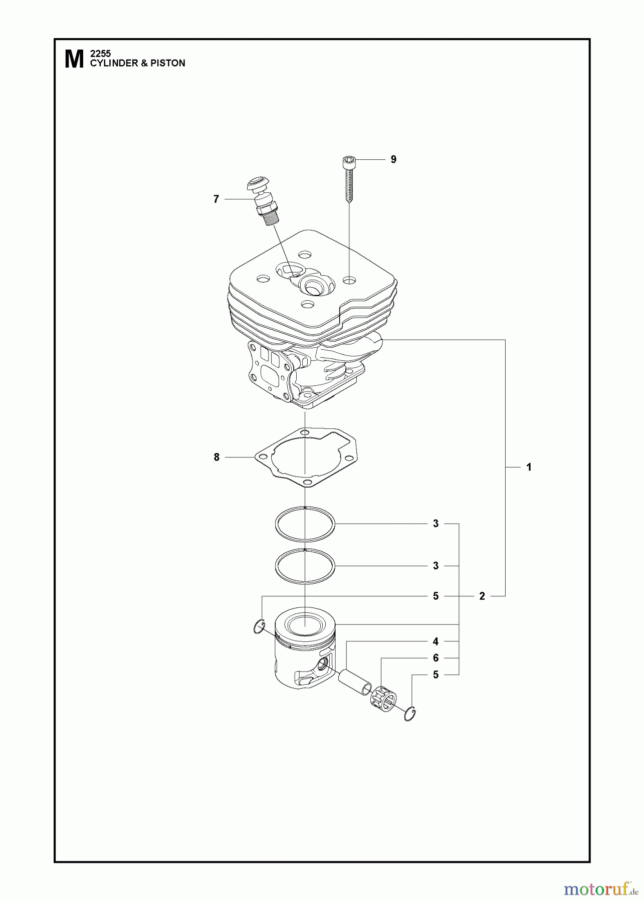  Jonsered Motorsensen, Trimmer BC2255 - Jonsered Brushcutter (2011-01) CYLINDER PISTON