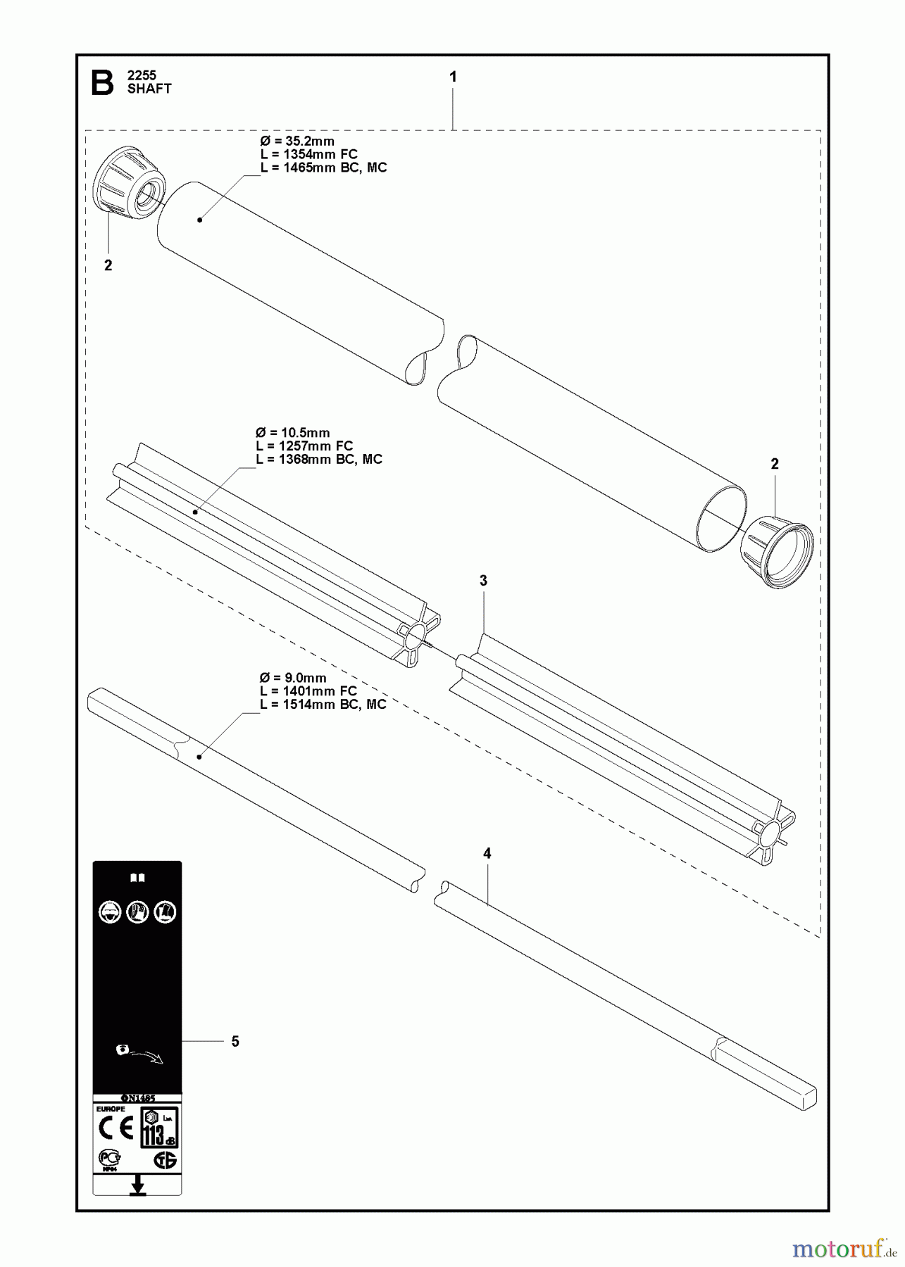  Jonsered Motorsensen, Trimmer BC2255 - Jonsered Brushcutter (2011-01) SHAFT