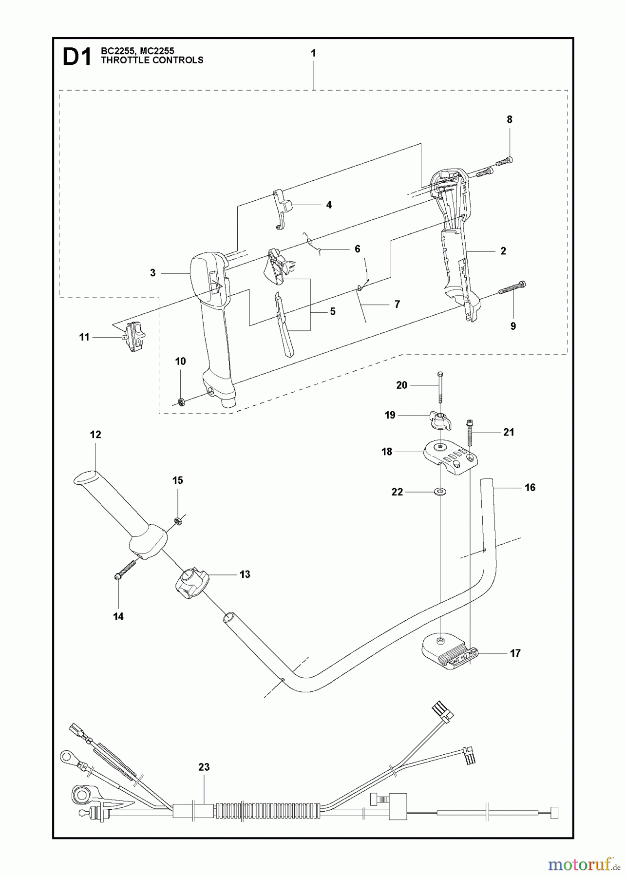  Jonsered Motorsensen, Trimmer BC2255 - Jonsered Brushcutter (2011-01) THROTTLE CONTROLS