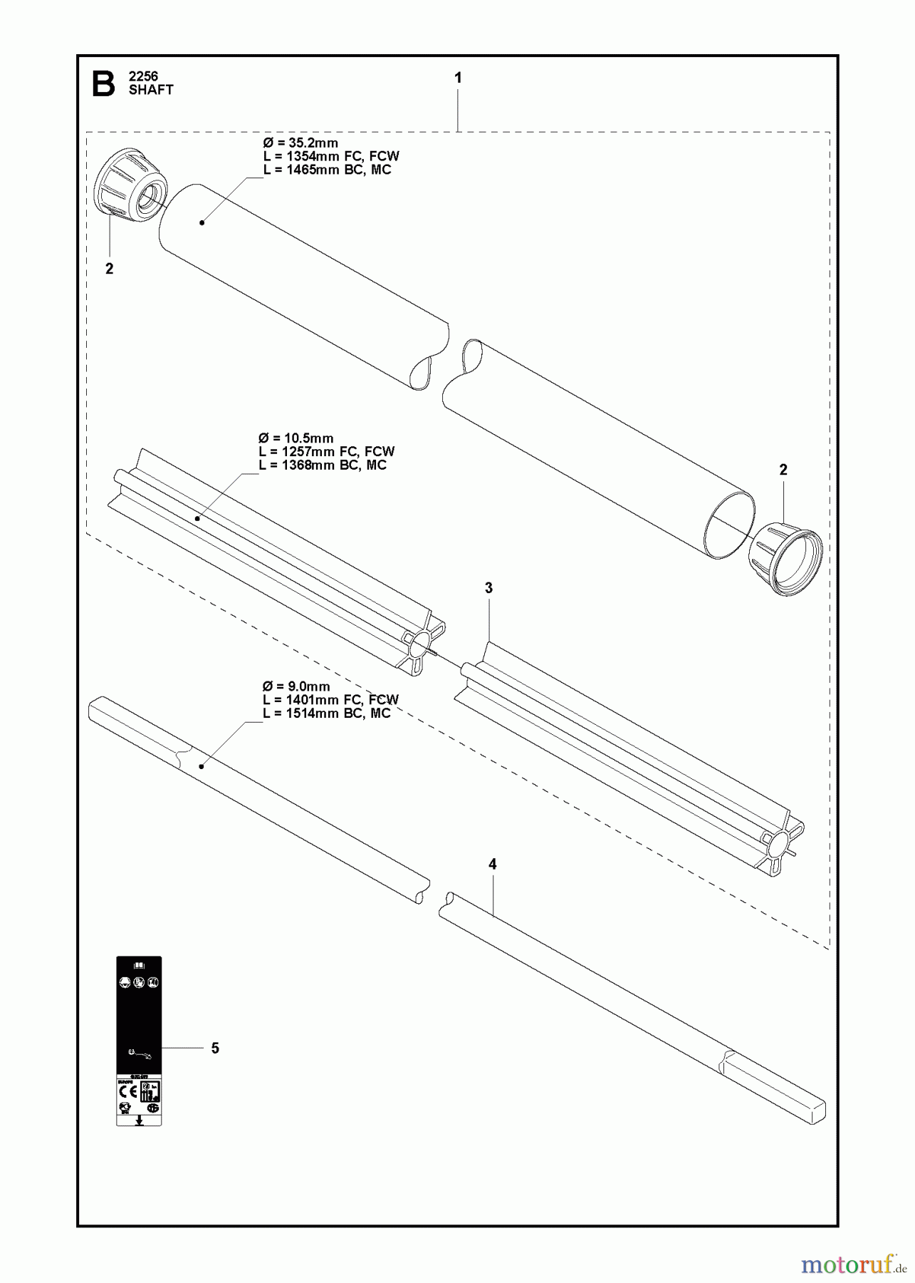  Jonsered Motorsensen, Trimmer BC2256 - Jonsered Brushcutter (2011-01) SHAFT