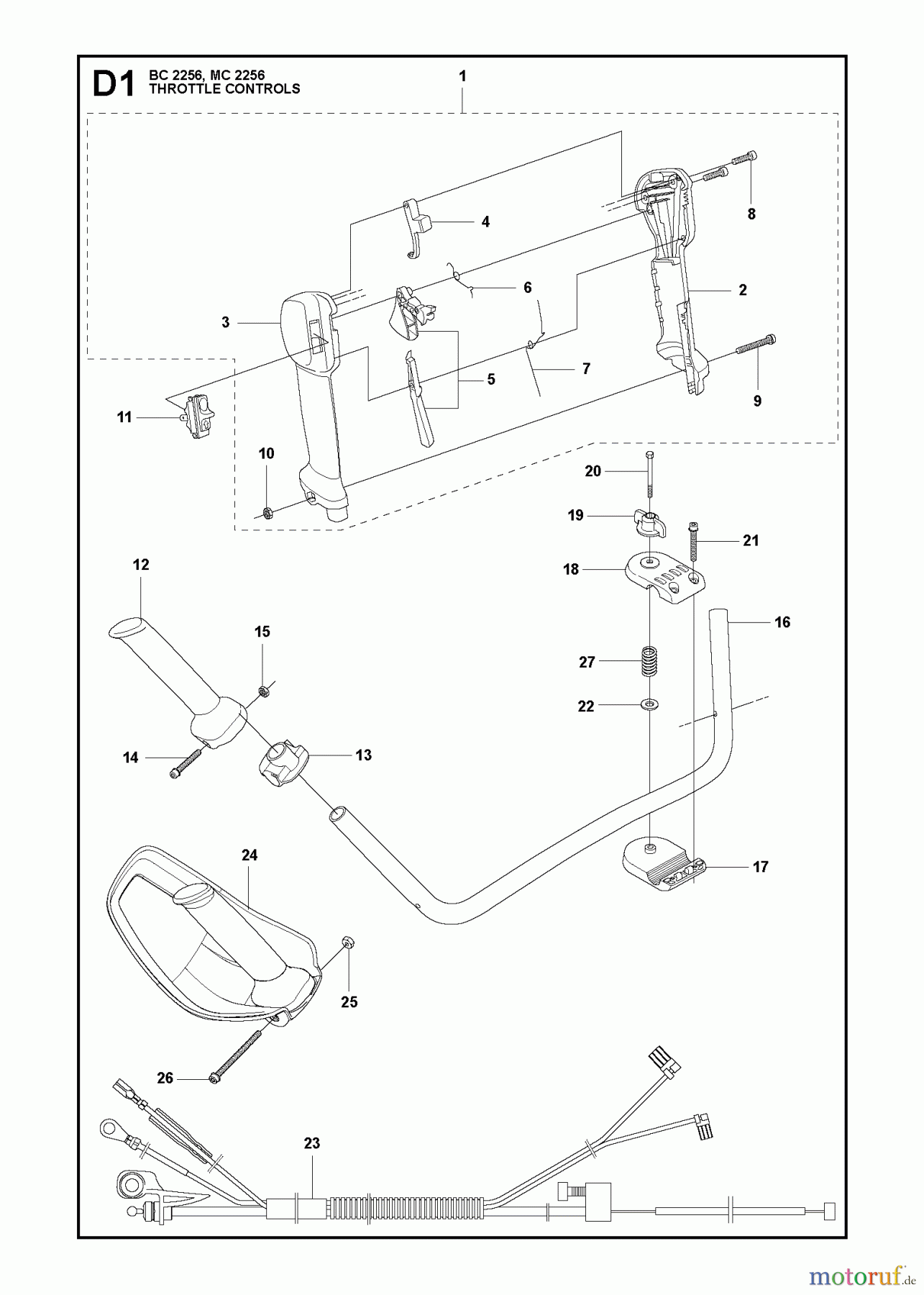  Jonsered Motorsensen, Trimmer BC2256 - Jonsered Brushcutter (2011-01) THROTTLE CONTROLS