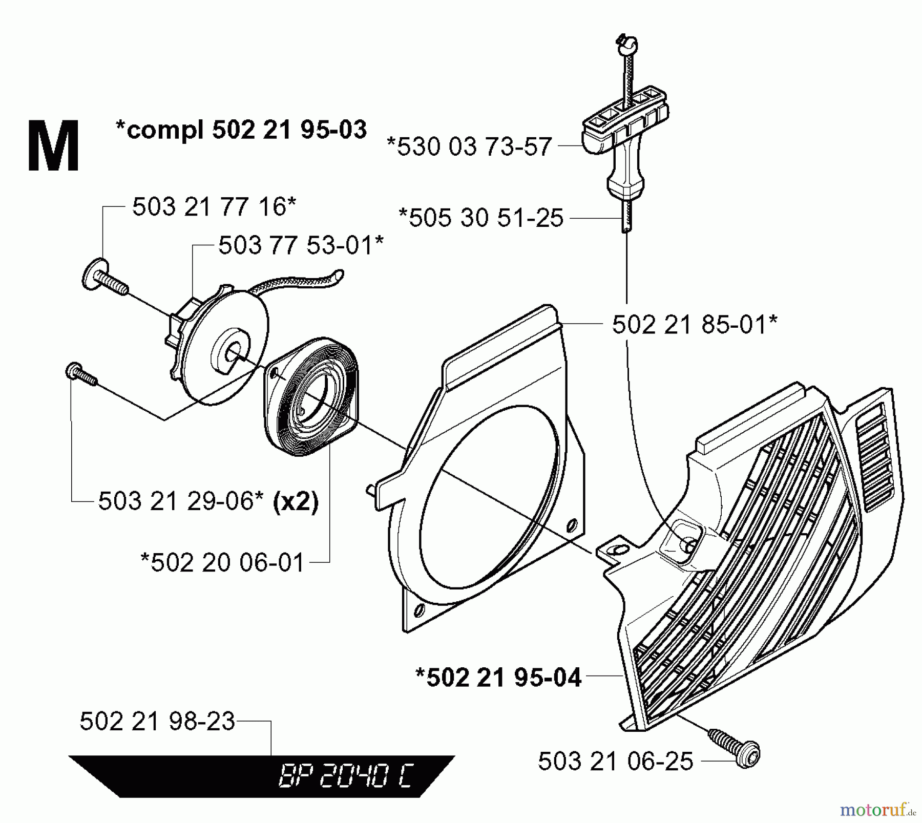  Jonsered Motorsensen, Trimmer BP2040 - Jonsered String/Brush Trimmer (2000-10) STARTER