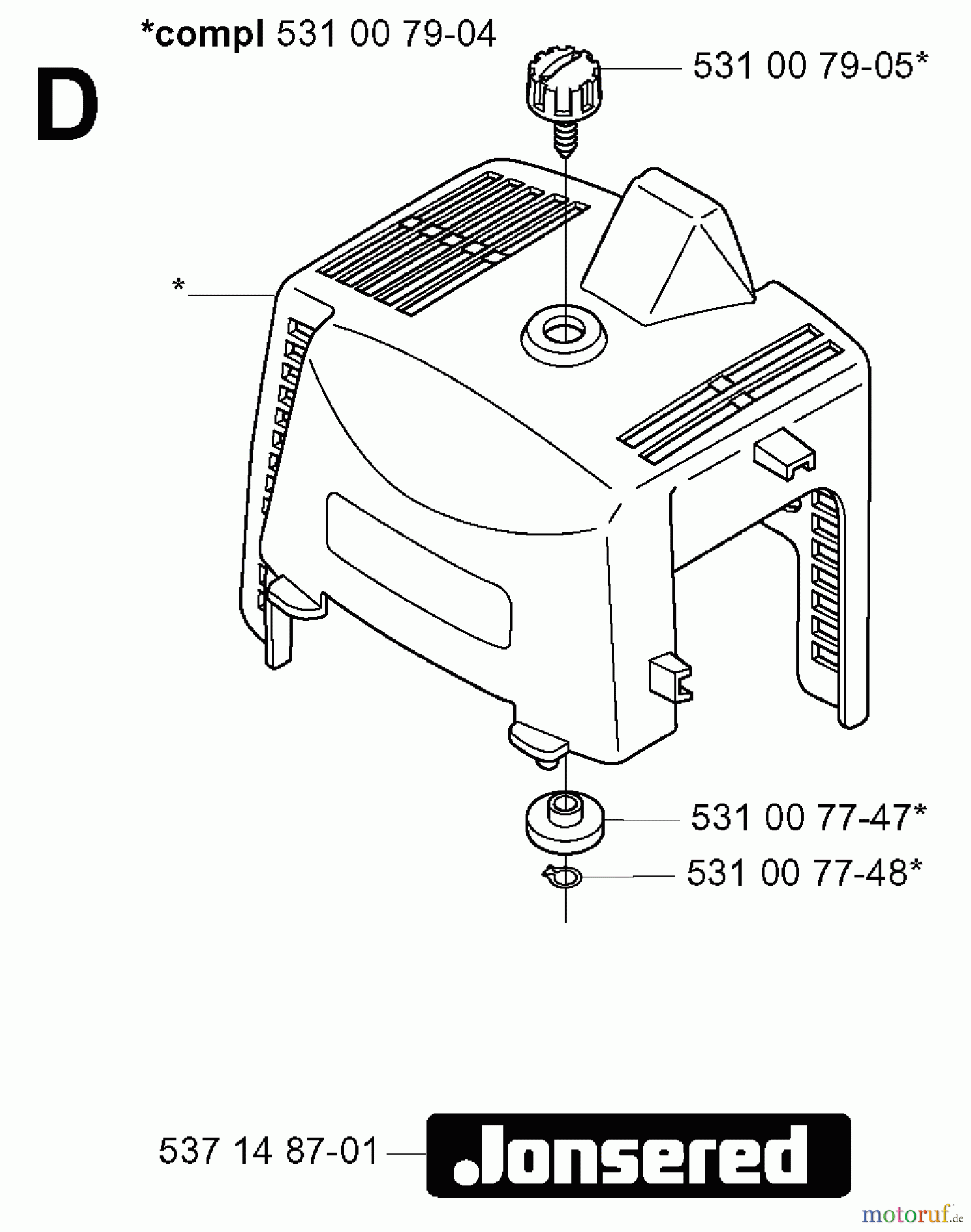  Jonsered Motorsensen, Trimmer BP2052 - Jonsered String/Brush Trimmer (2001-02) CYLINDER COVER