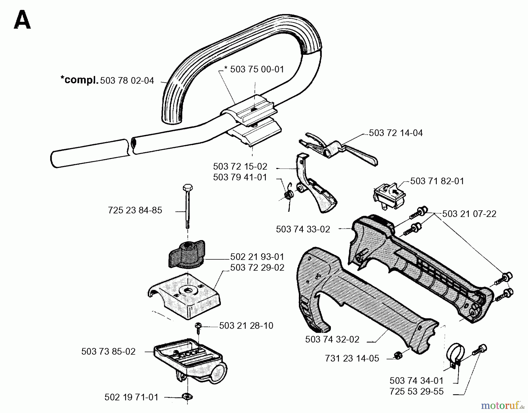  Jonsered Motorsensen, Trimmer BP40 - Jonsered String/Brush Trimmer (1996-03) HANDLE CONTROLS