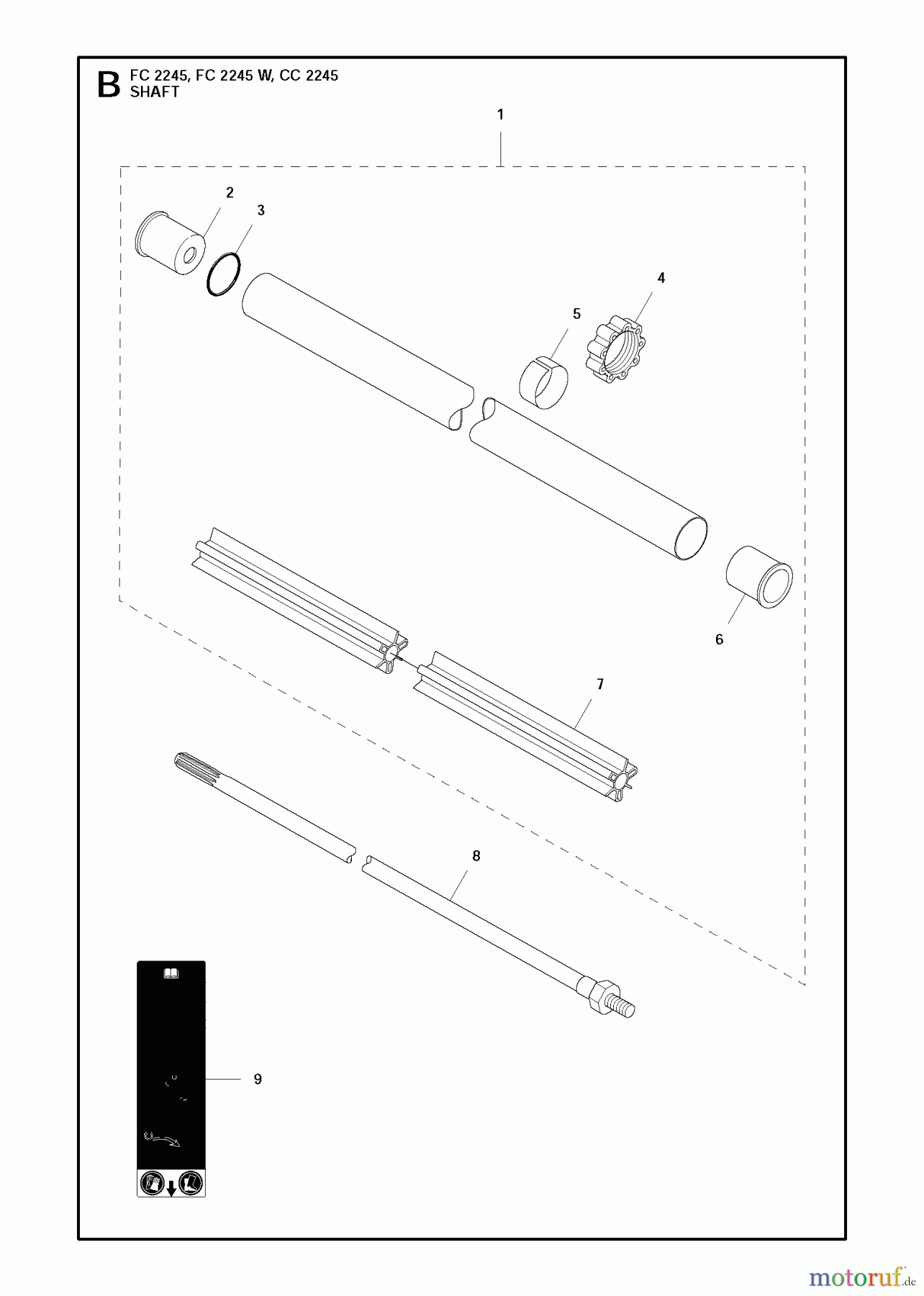  Jonsered Motorsensen, Trimmer FC2245 - Jonsered String/Brush Trimmer (2011-03) SHAFT
