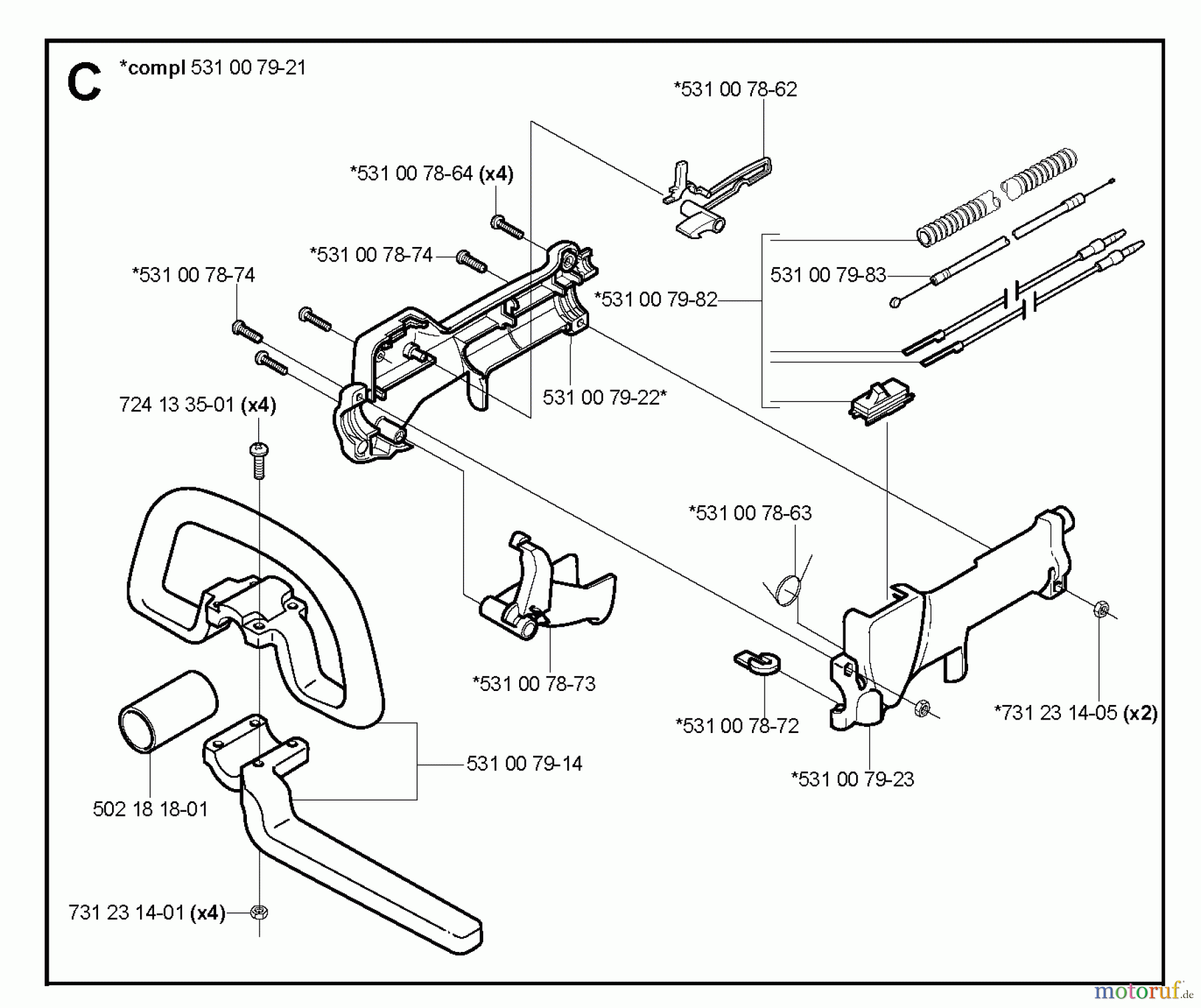 Jonsered Motorsensen, Trimmer GC2032 - Jonsered String/Brush Trimmer (2004-10) HANDLE CONTROLS