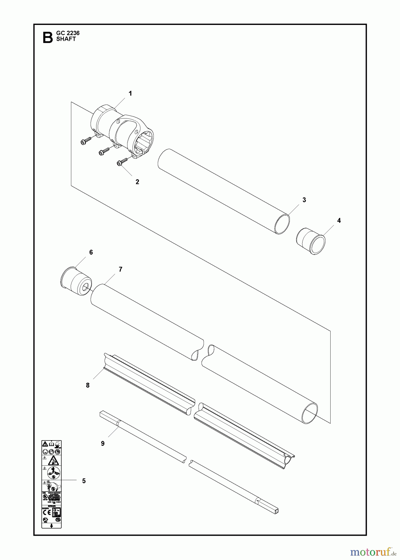  Jonsered Motorsensen, Trimmer GC2236 - Jonsered String/Brush Trimmer (2011-02) SHAFT