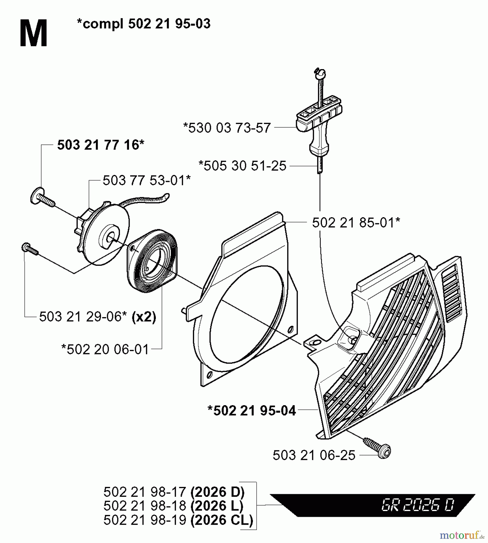  Jonsered Motorsensen, Trimmer GR2026 - Jonsered String/Brush Trimmer (2000-10) STARTER