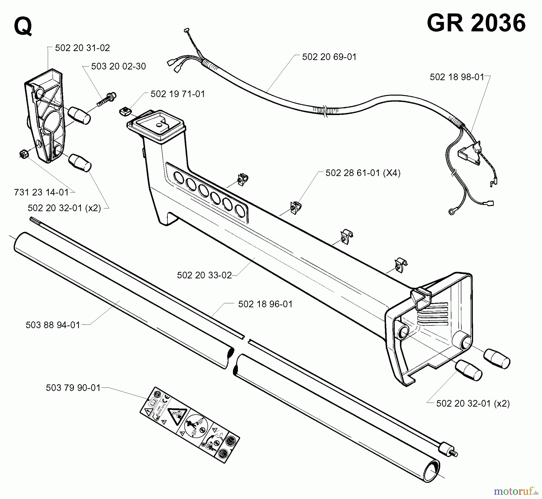  Jonsered Motorsensen, Trimmer GR2032 - Jonsered String/Brush Trimmer (1998-02) SHAFT