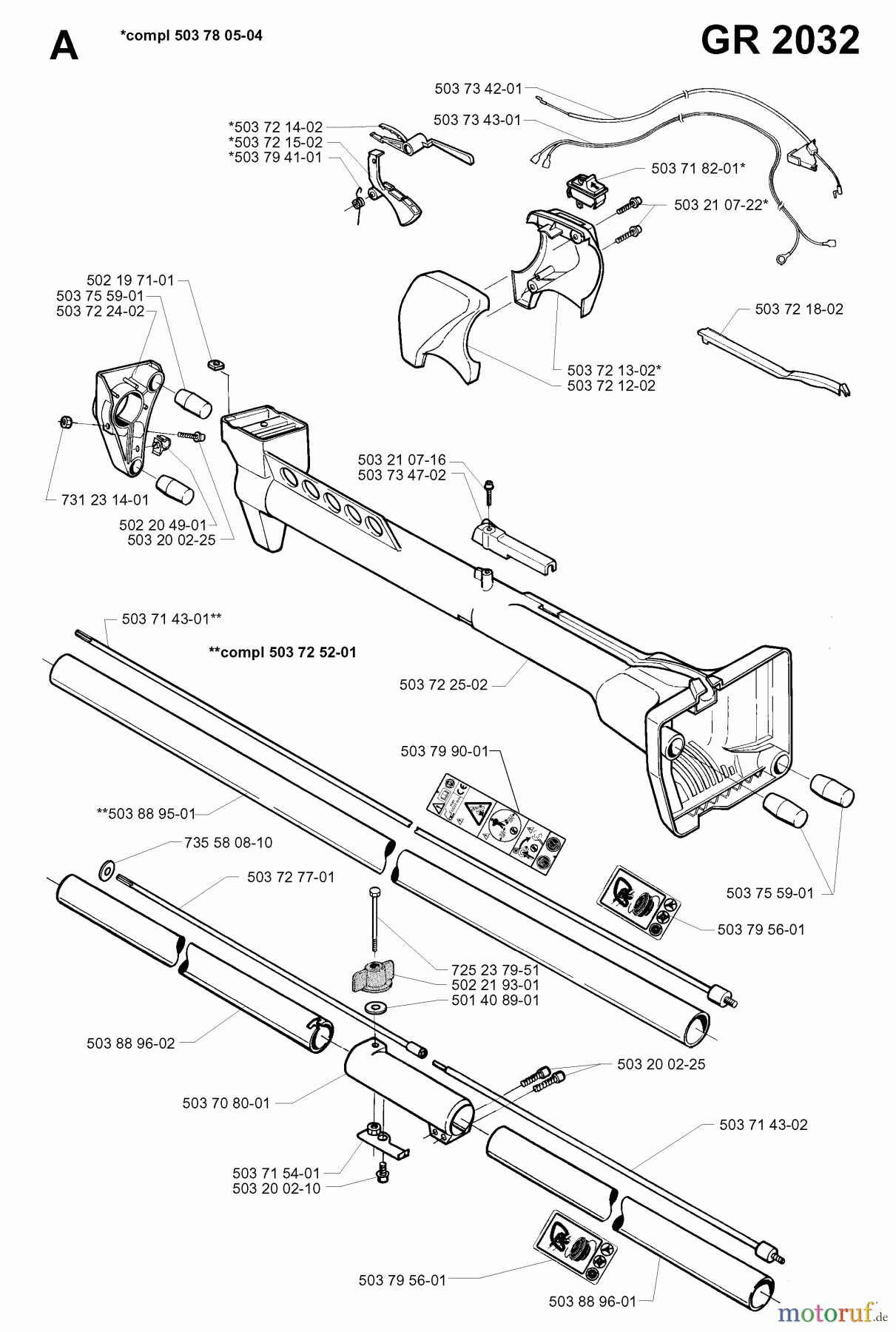  Jonsered Motorsensen, Trimmer GR2036 - Jonsered String/Brush Trimmer (1998-02) SHAFT HANDLE