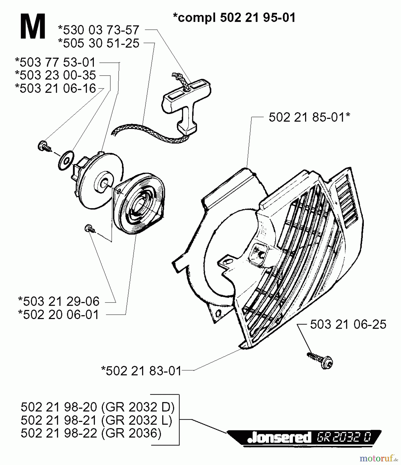  Jonsered Motorsensen, Trimmer GR2032 - Jonsered String/Brush Trimmer (1998-02) STARTER