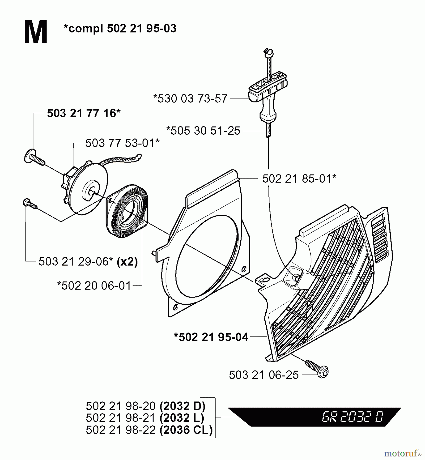  Jonsered Motorsensen, Trimmer GR2032 - Jonsered String/Brush Trimmer (2000-10) STARTER