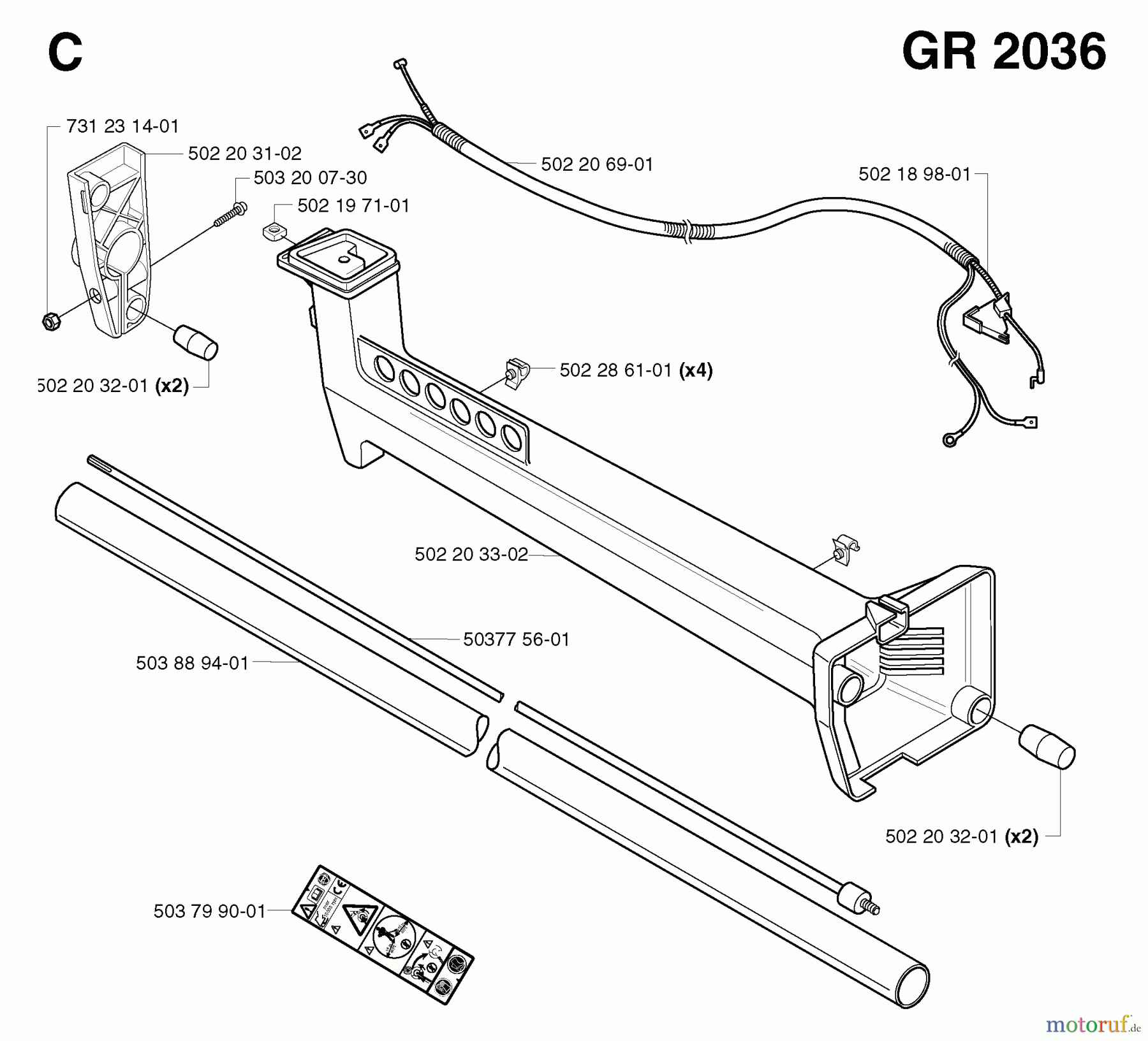 Jonsered Motorsensen, Trimmer GR2032 - Jonsered String/Brush Trimmer (2002-08) SHAFT #1