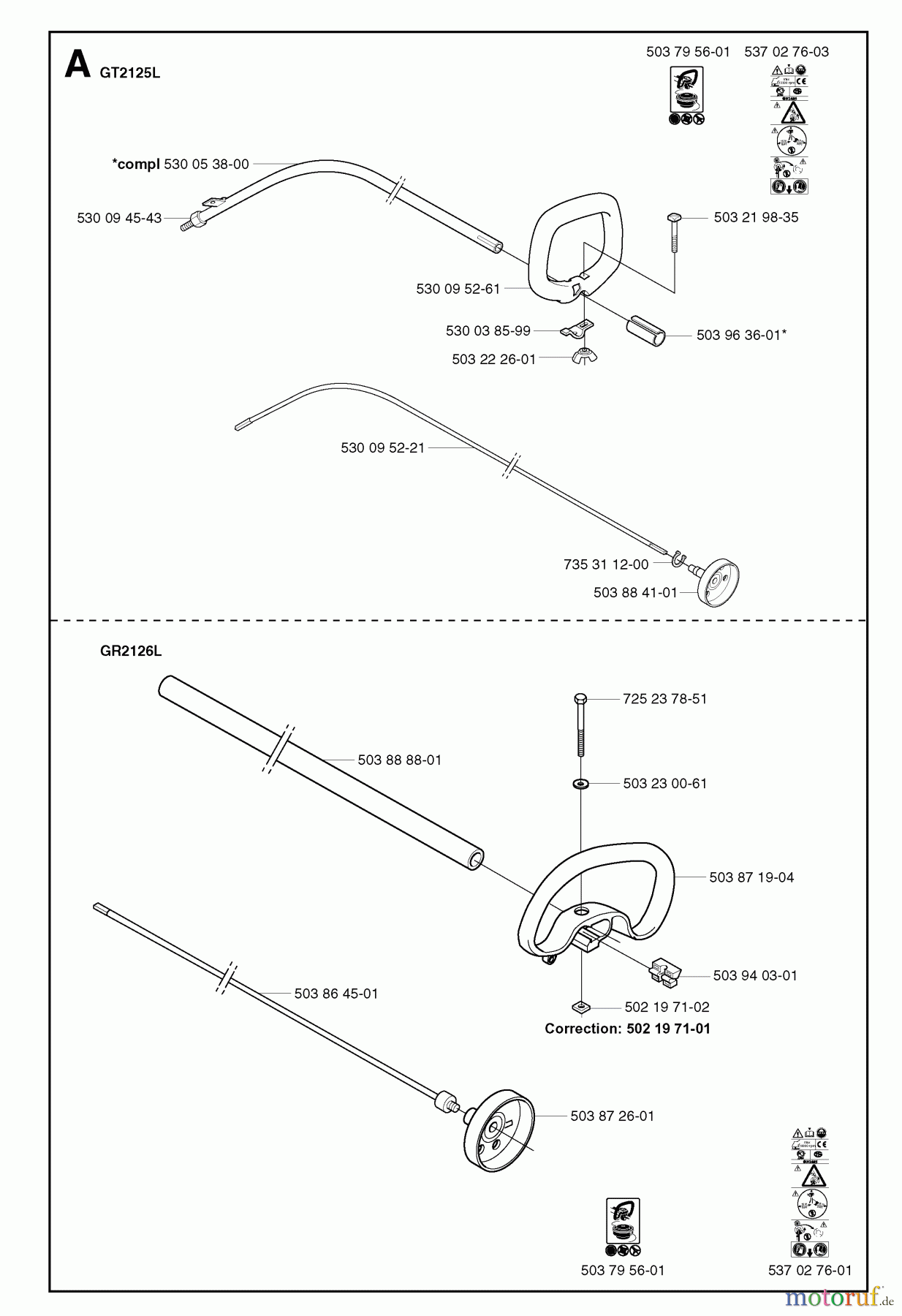  Jonsered Motorsensen, Trimmer GT26 - Jonsered String/Brush Trimmer (1997-05) SHAFT HANDLE #1