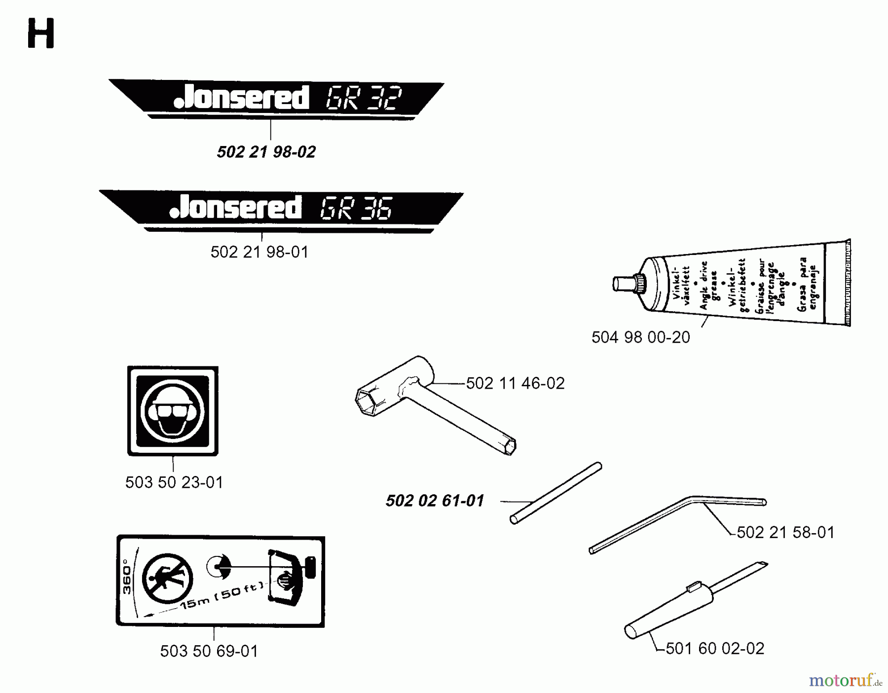  Jonsered Motorsensen, Trimmer GR32 - Jonsered String/Brush Trimmer (1994-02) ACCESSORIES #2