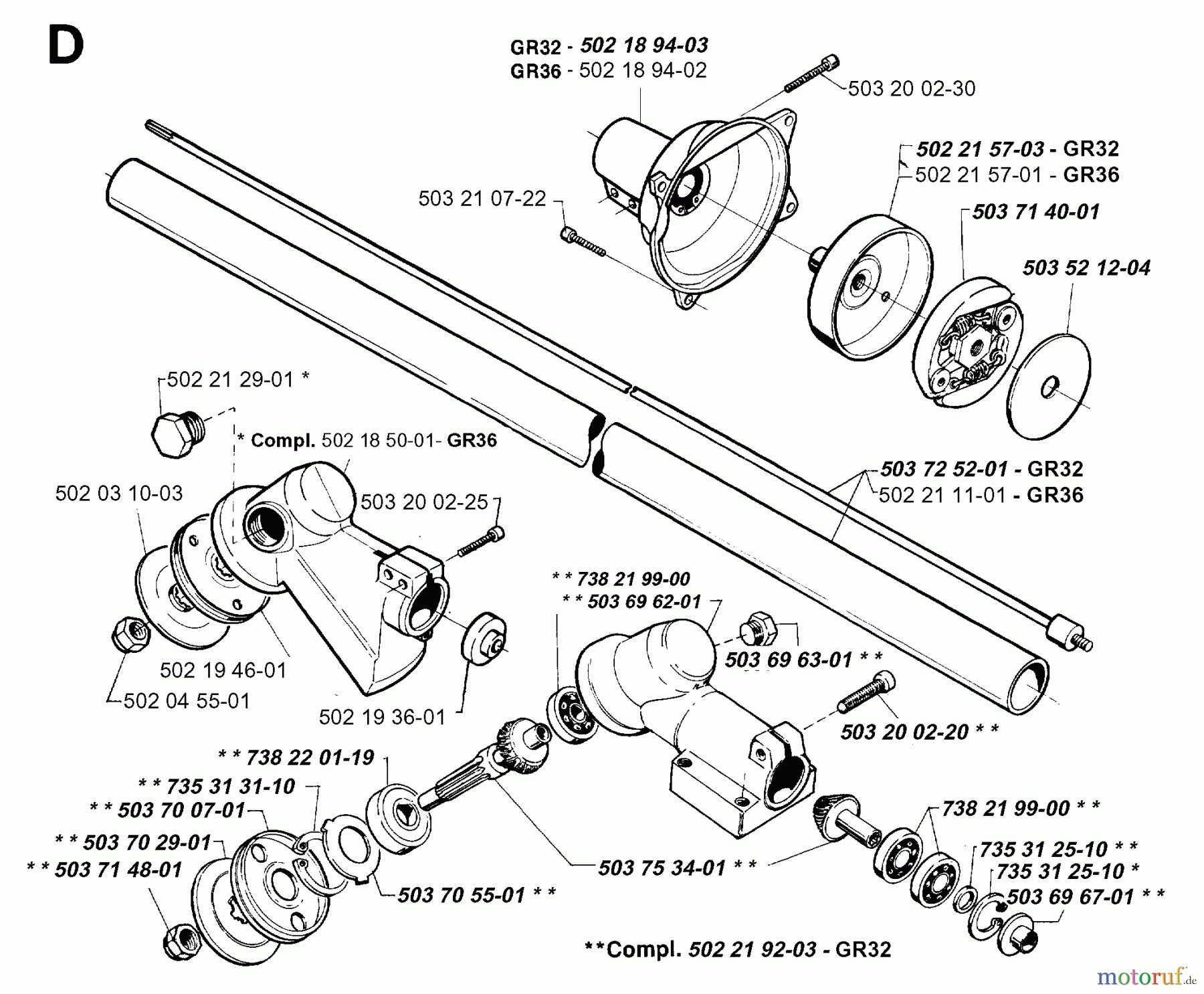  Jonsered Motorsensen, Trimmer GR32 - Jonsered String/Brush Trimmer (1994-02) BEVEL GEAR SHAFT