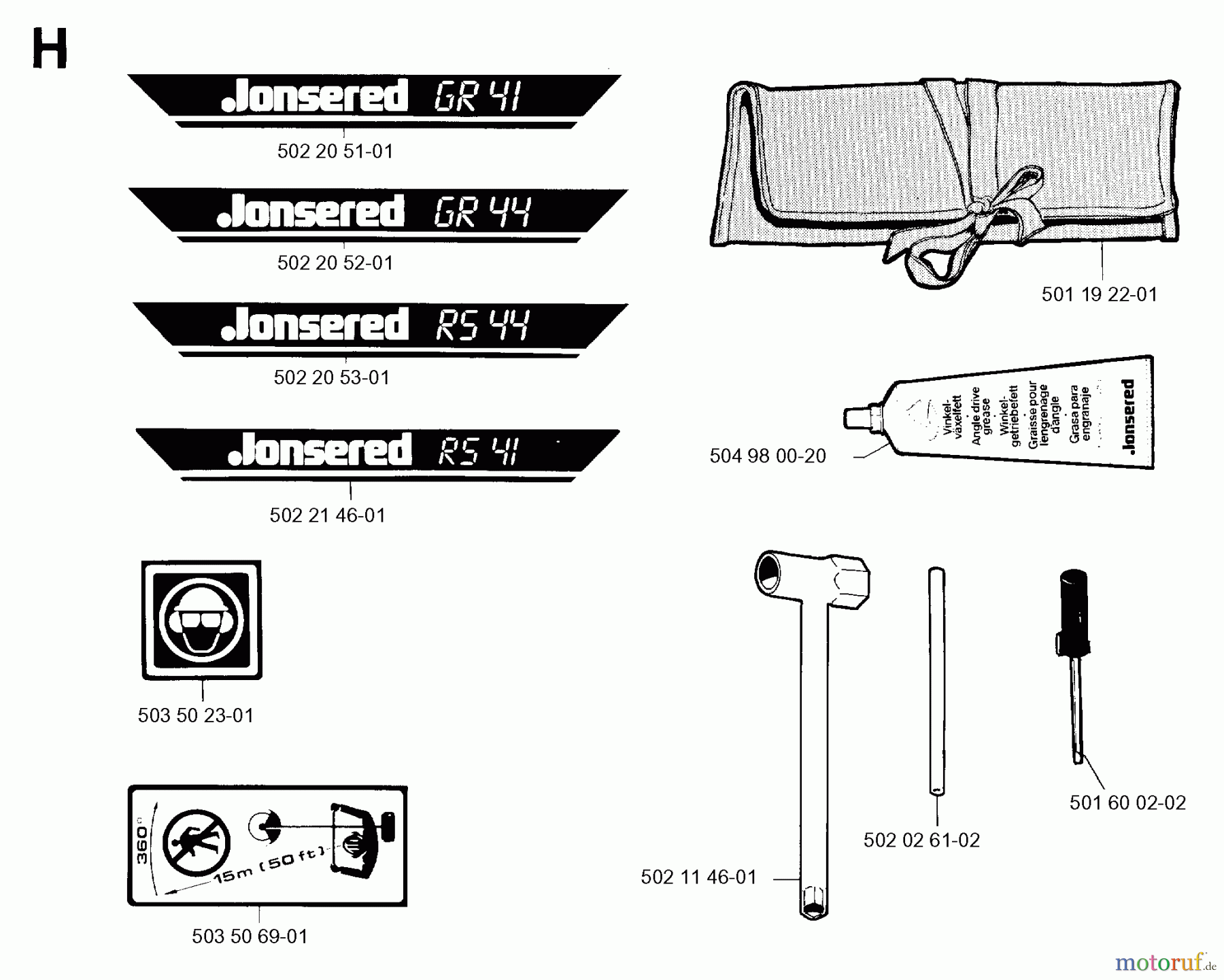  Jonsered Motorsensen, Trimmer GR44 - Jonsered String/Brush Trimmer (1992-09) ACCESSORIES #2