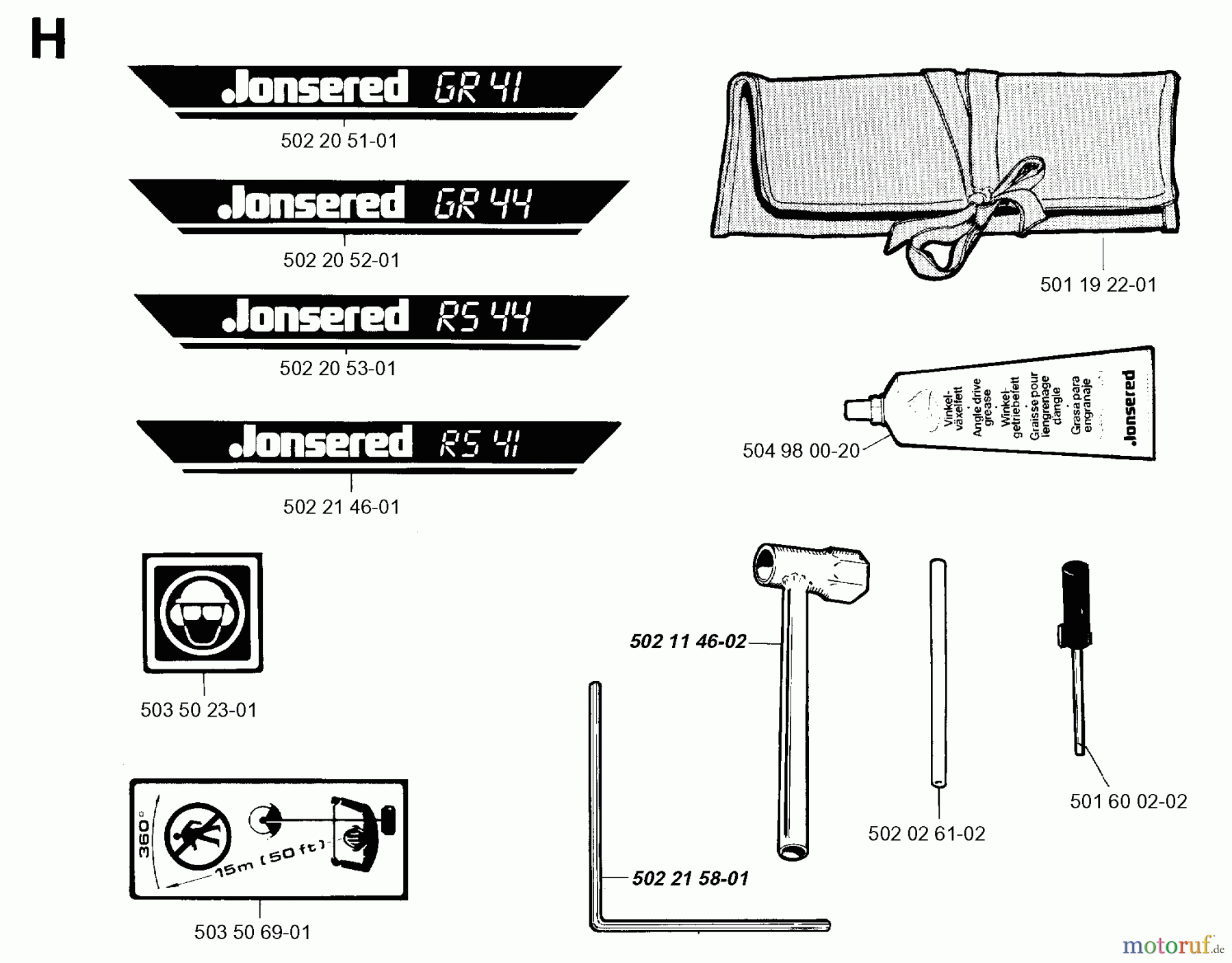  Jonsered Motorsensen, Trimmer GR41 - Jonsered String/Brush Trimmer (1993-05) ACCESSORIES #1