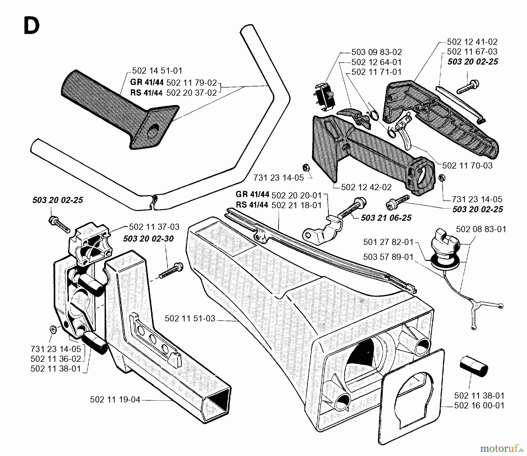  Jonsered Motorsensen, Trimmer RS44 - Jonsered String/Brush Trimmer (1993-05) HANDLE CONTROLS