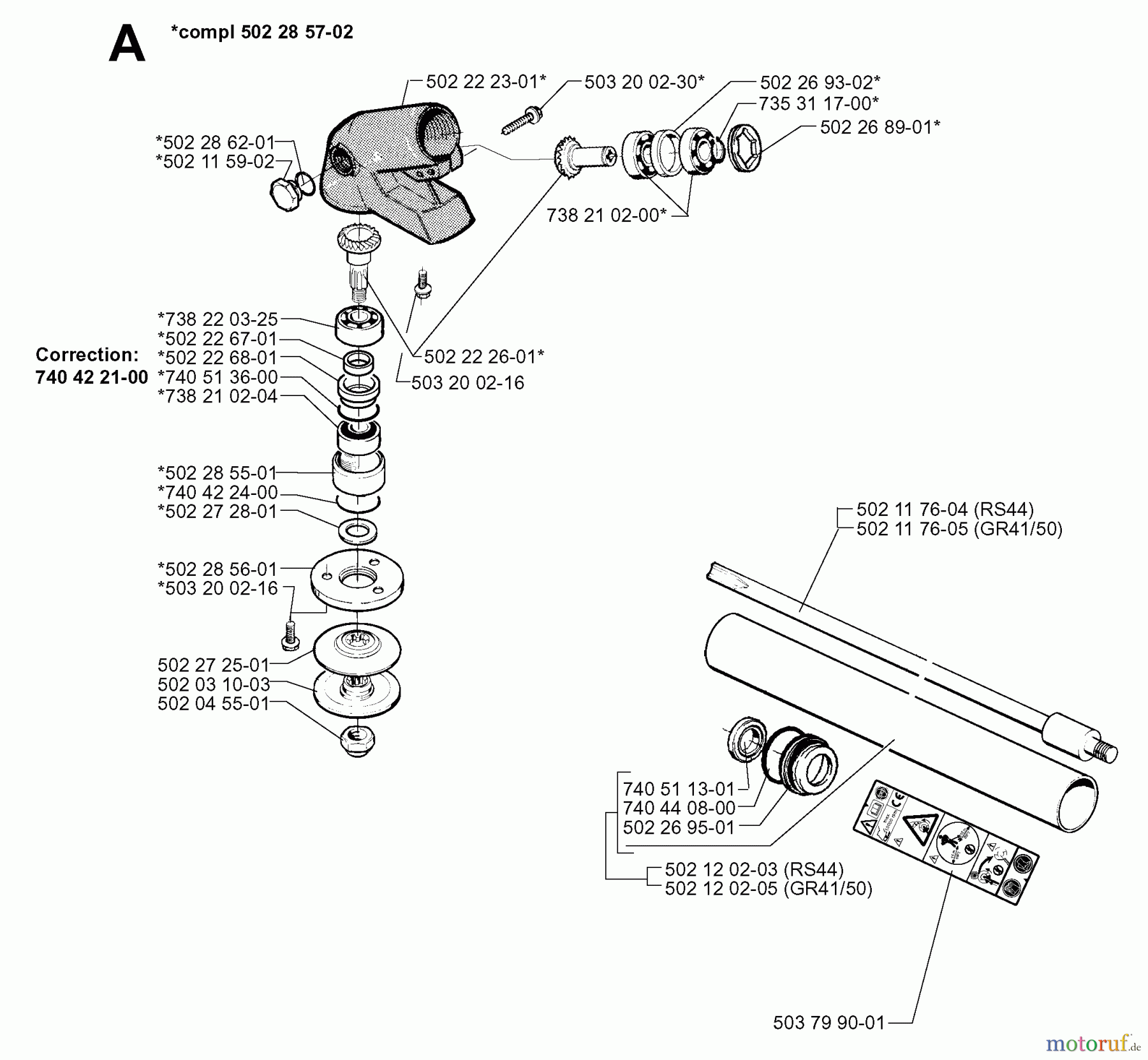  Jonsered Motorsensen, Trimmer GR50 - Jonsered String/Brush Trimmer (1998-06) BEVEL GEAR SHAFT