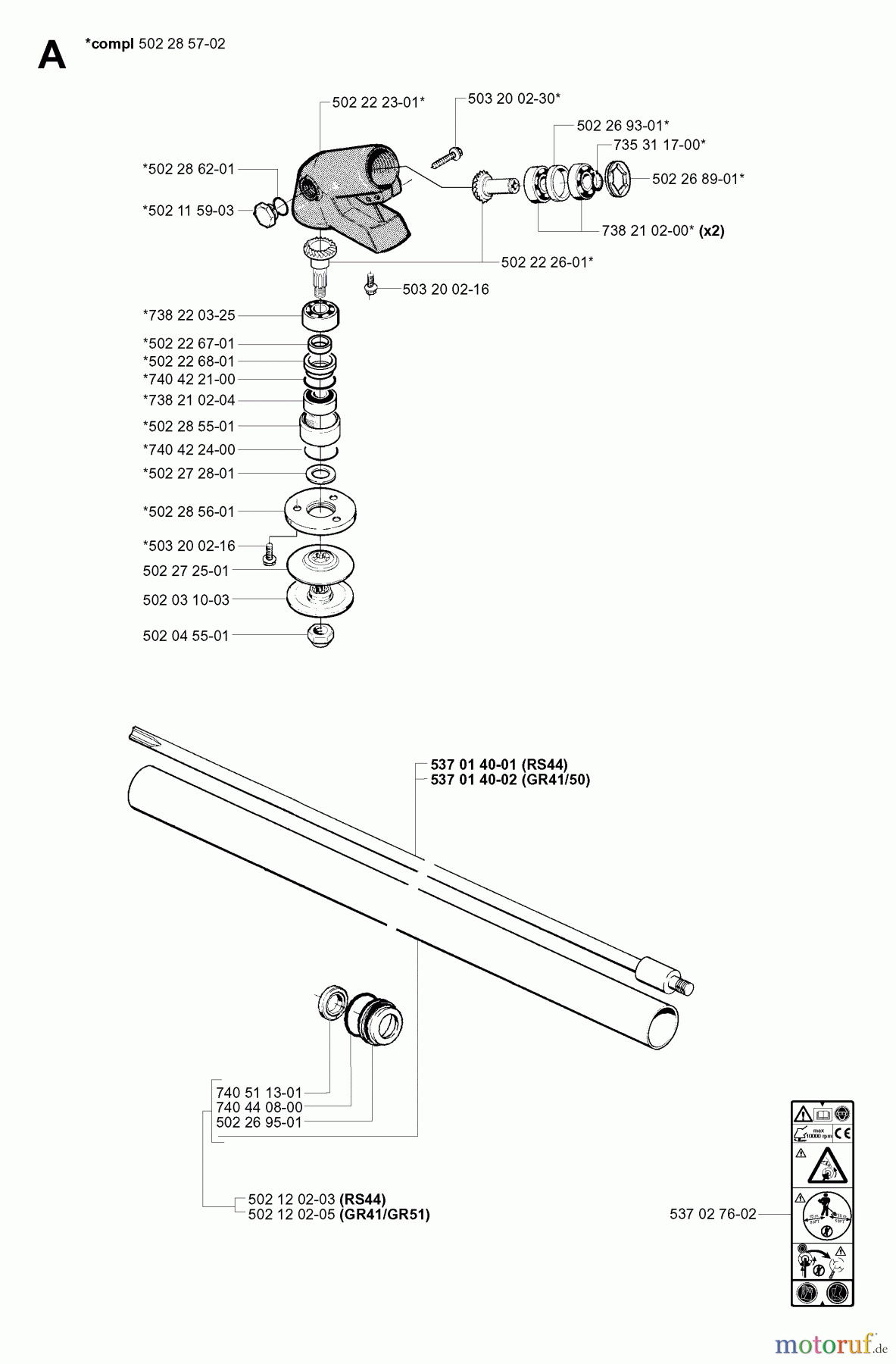  Jonsered Motorsensen, Trimmer GR50 EPA - Jonsered String/Brush Trimmer (2001-03) BEVEL GEAR SHAFT