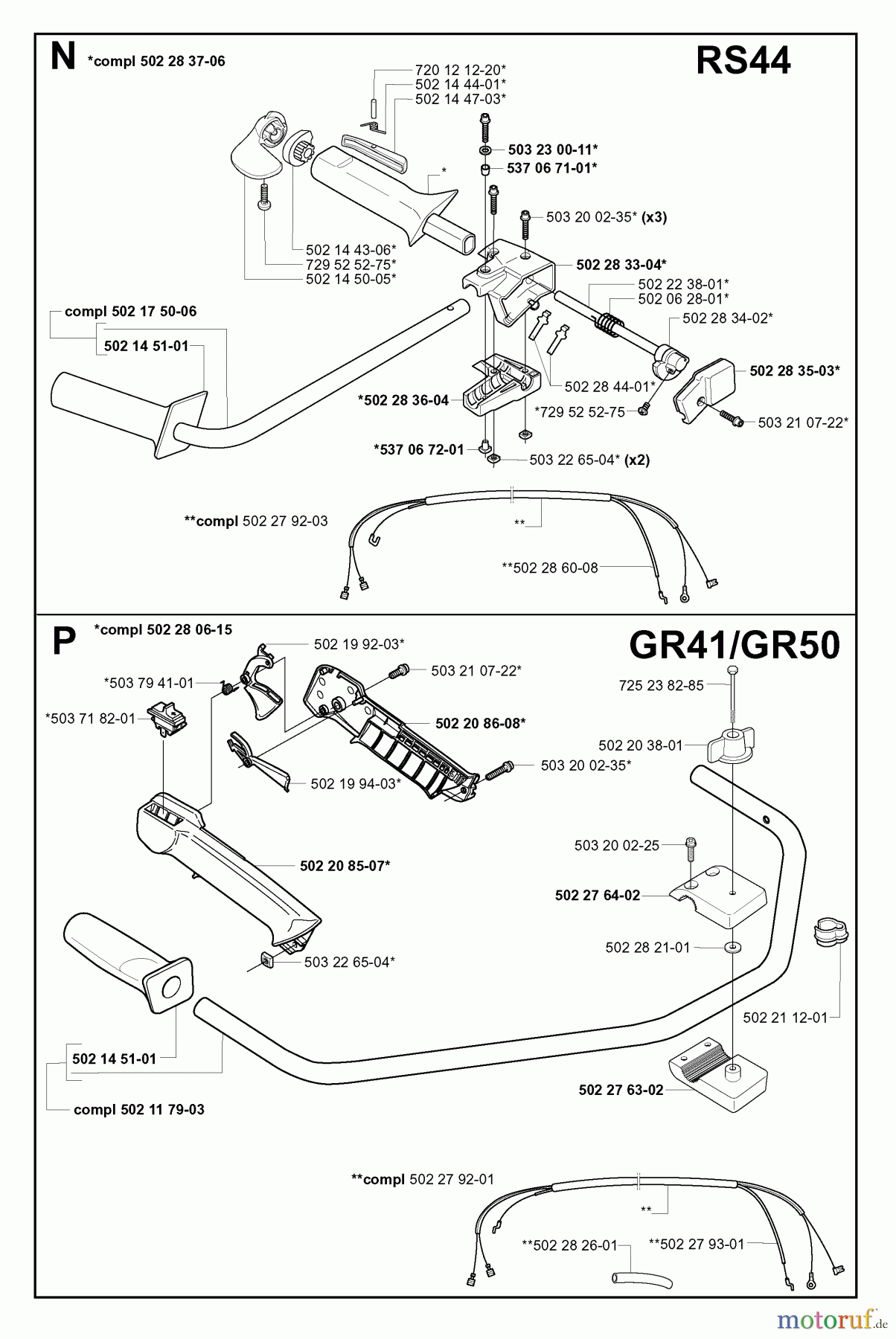  Jonsered Motorsensen, Trimmer GR50 EPA - Jonsered String/Brush Trimmer (2001-03) HANDLE CONTROLS #1
