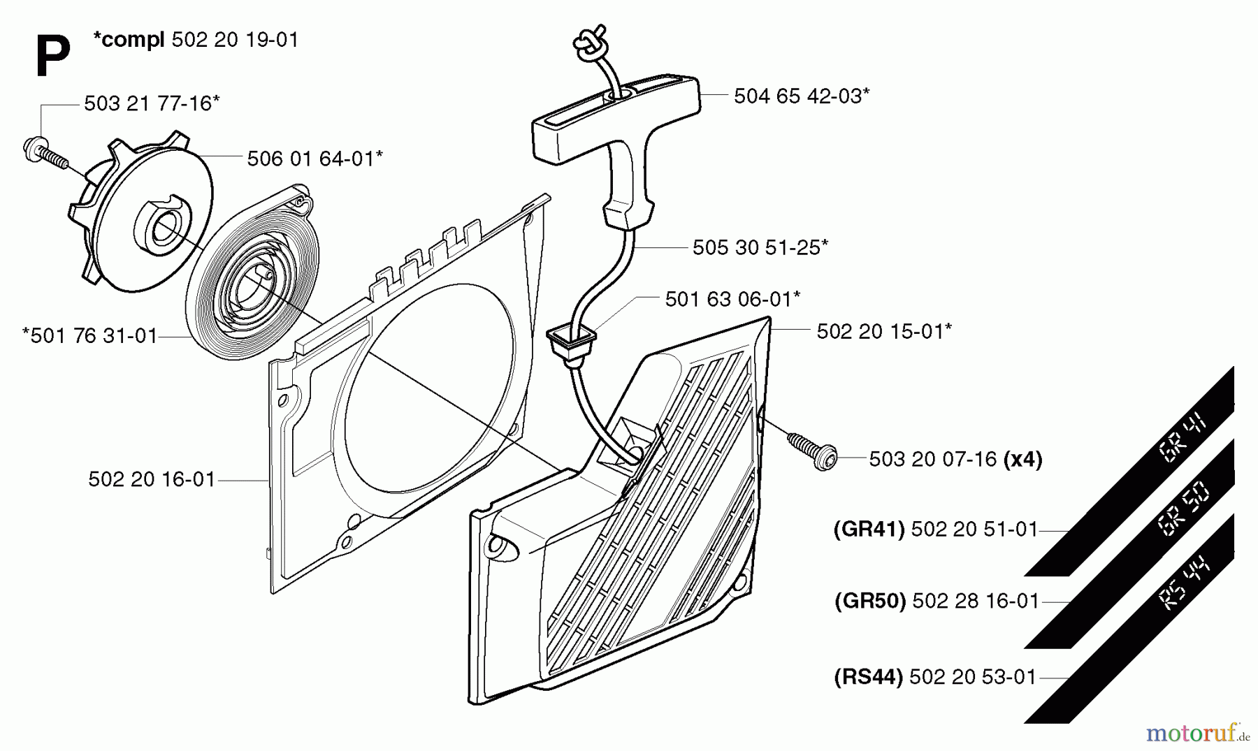  Jonsered Motorsensen, Trimmer RS44 - Jonsered String/Brush Trimmer (2002-08) STARTER