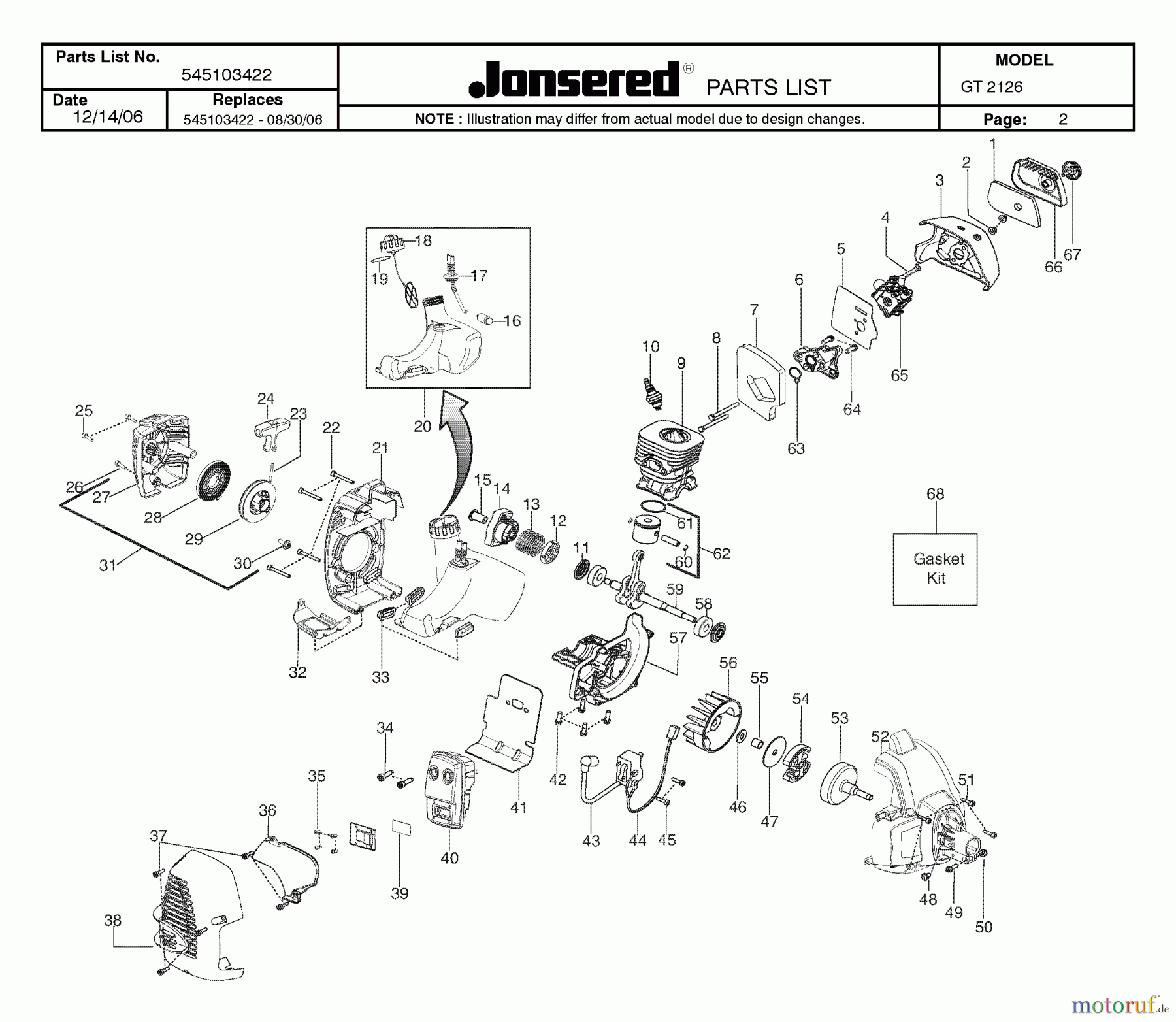  Jonsered Motorsensen, Trimmer GT2126 - Jonsered String/Brush Trimmer (2007-04) ENGINE
