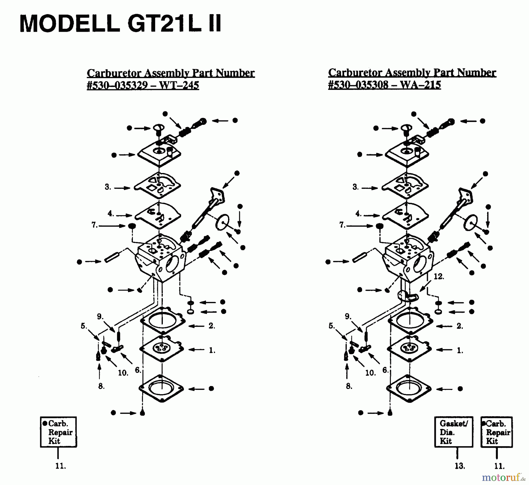  Jonsered Motorsensen, Trimmer GT21L - Jonsered String/Brush Trimmer (1993-01) CARBURETOR DETAILS
