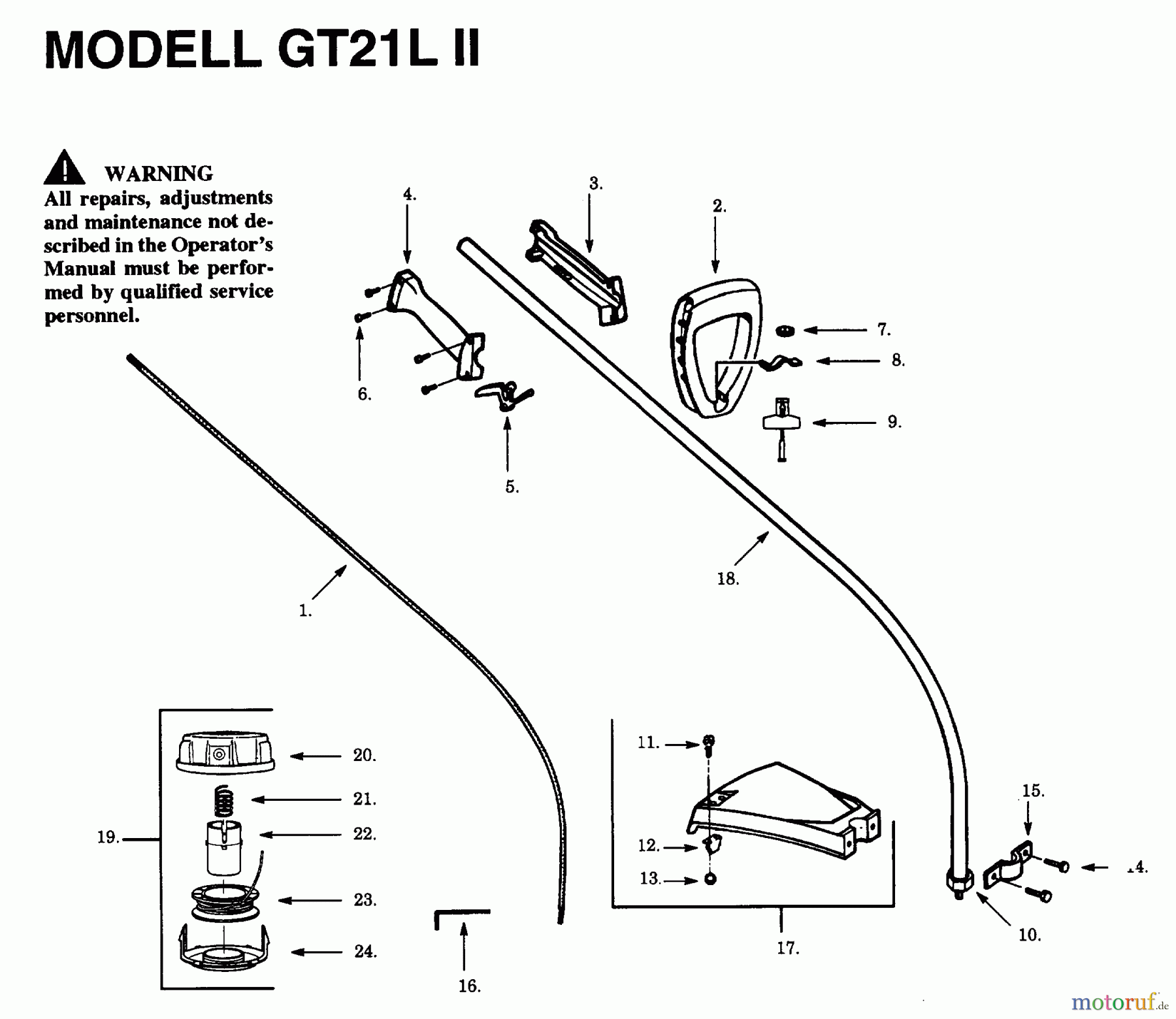  Jonsered Motorsensen, Trimmer GT21L - Jonsered String/Brush Trimmer (1993-01) SHAFT HANDLE