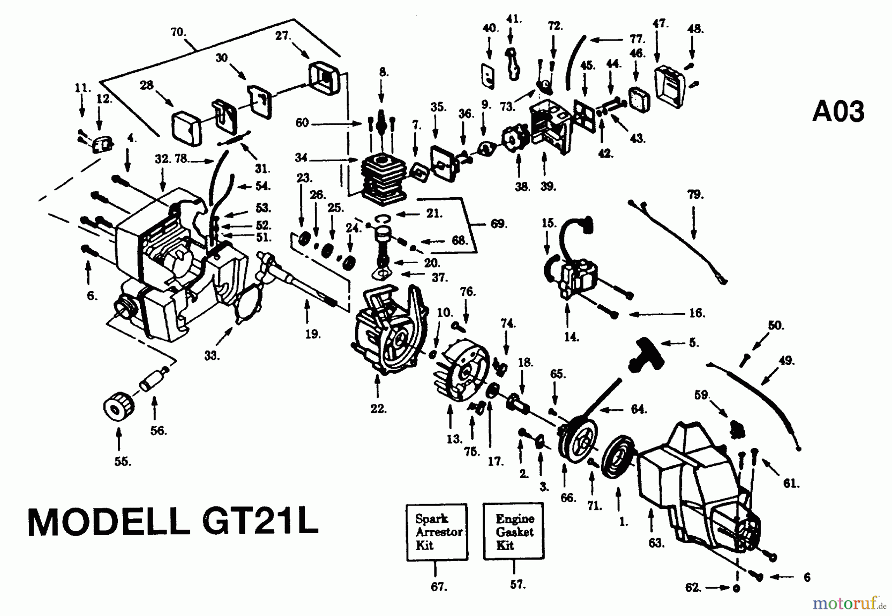  Jonsered Motorsensen, Trimmer GT21L - Jonsered String/Brush Trimmer (1995-05) ENGINE