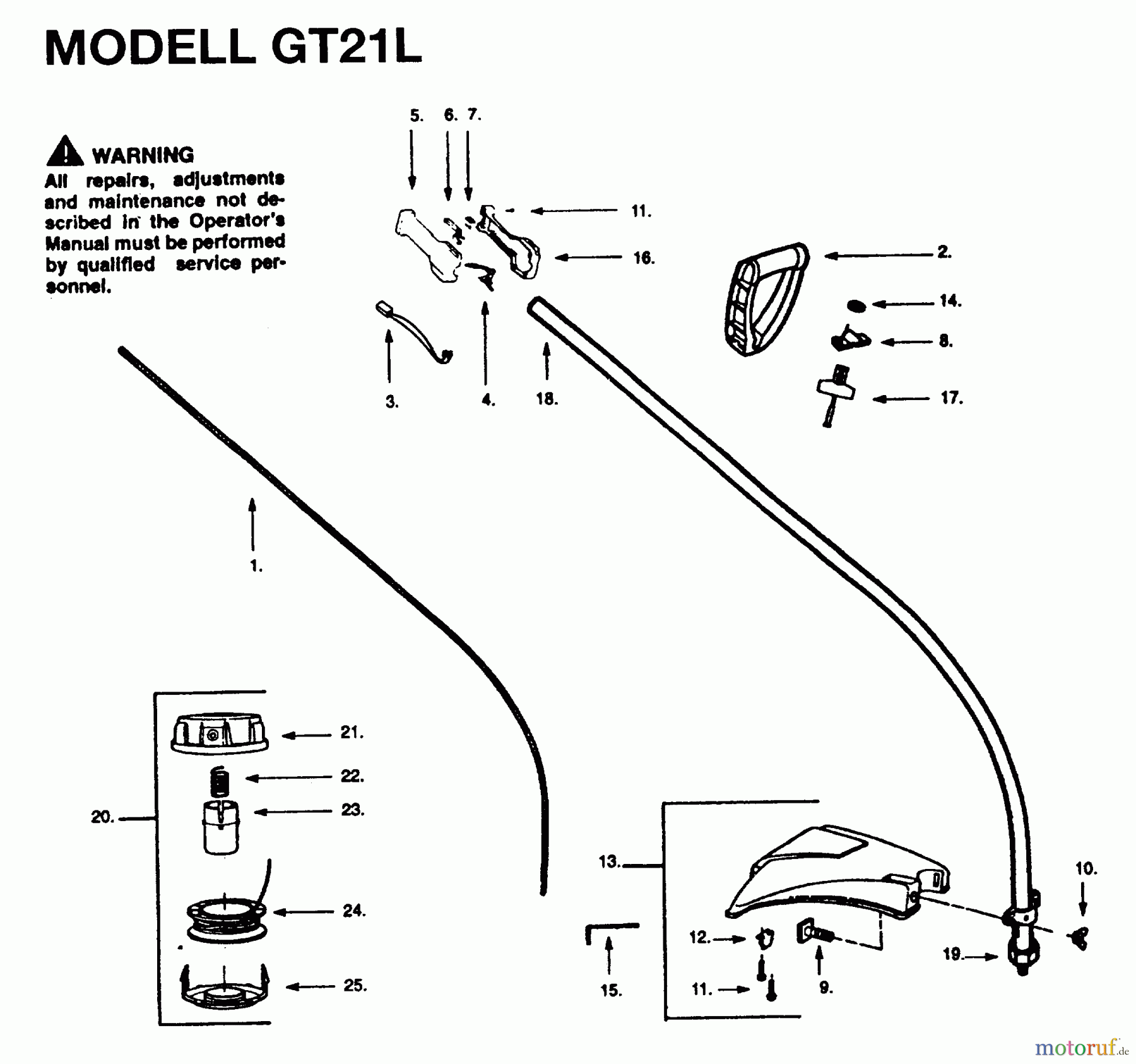  Jonsered Motorsensen, Trimmer GT21L - Jonsered String/Brush Trimmer (1995-05) SHAFT HANDLE