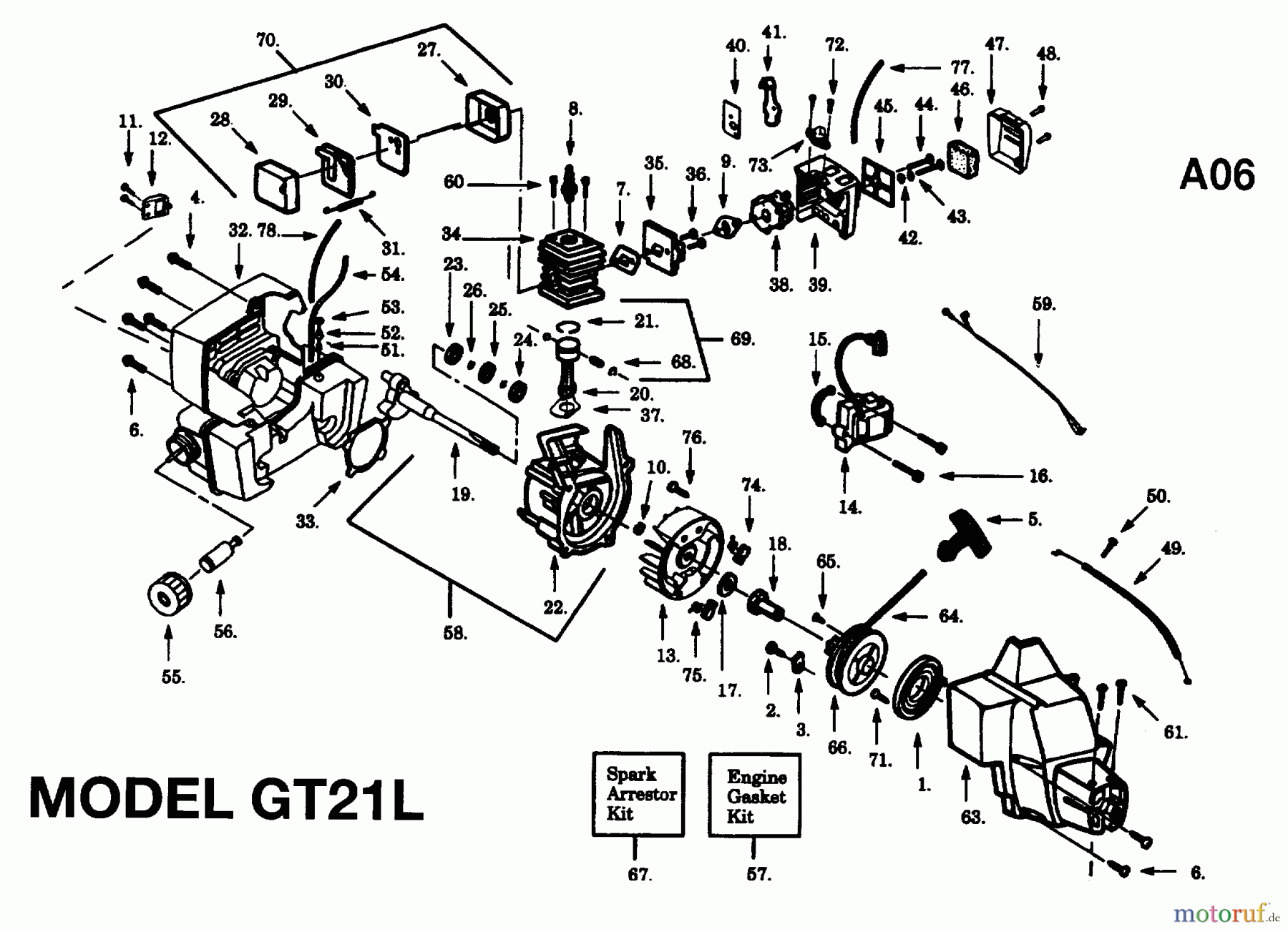  Jonsered Motorsensen, Trimmer GT21L - Jonsered String/Brush Trimmer (1996-02) ENGINE