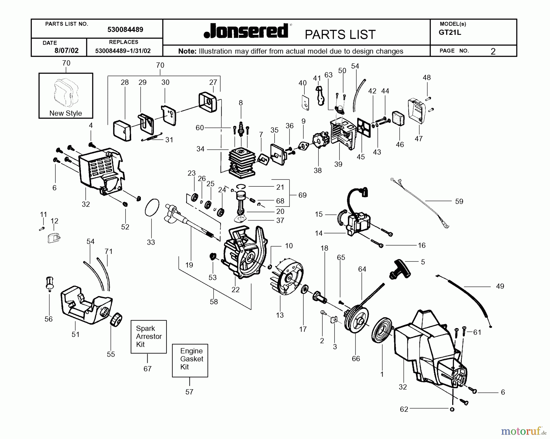  Jonsered Motorsensen, Trimmer GT21L - Jonsered String/Brush Trimmer (2002-08) ENGINE