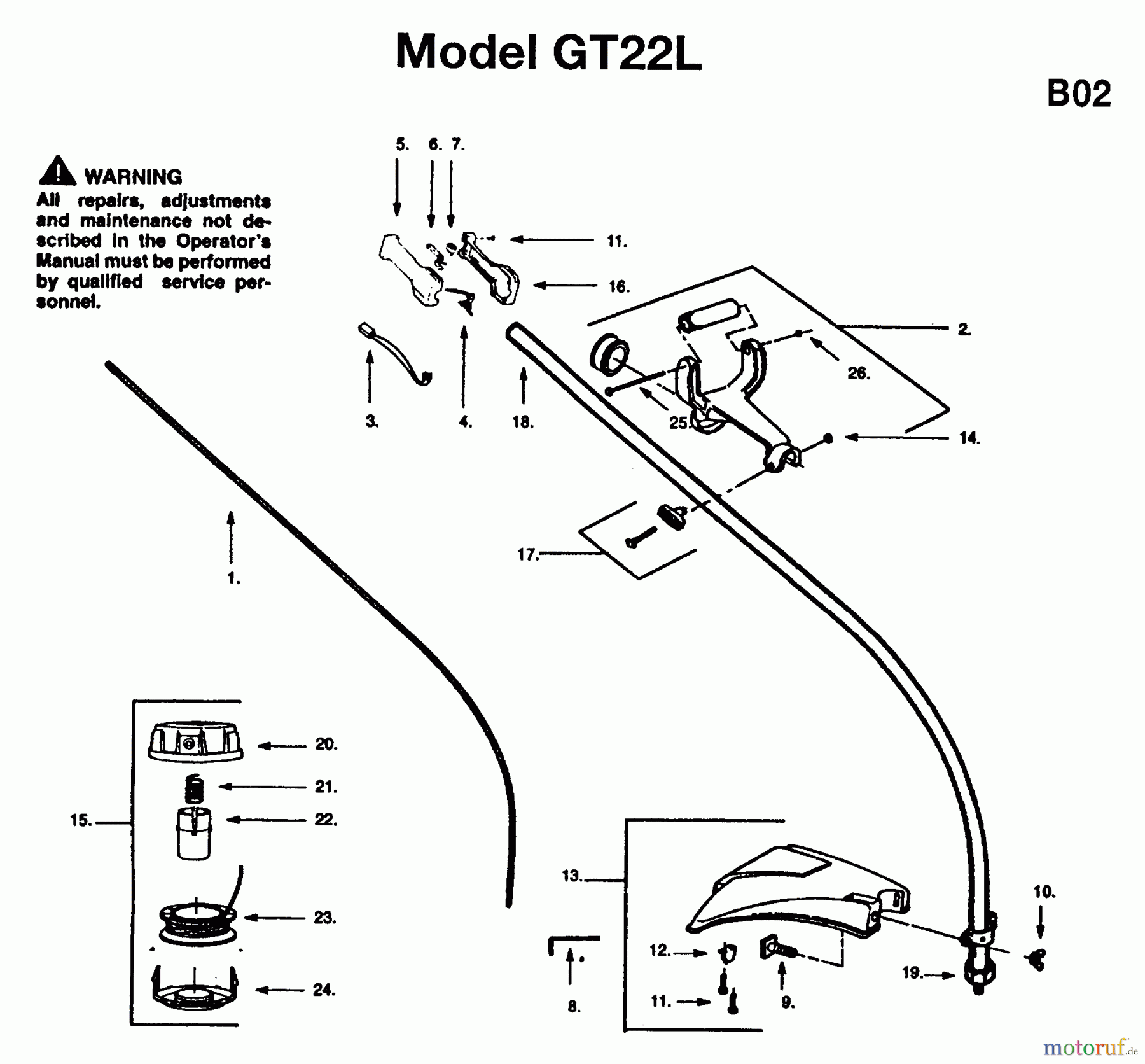  Jonsered Motorsensen, Trimmer GT22L - Jonsered String/Brush Trimmer (1995-05) SHAFT HANDLE #1