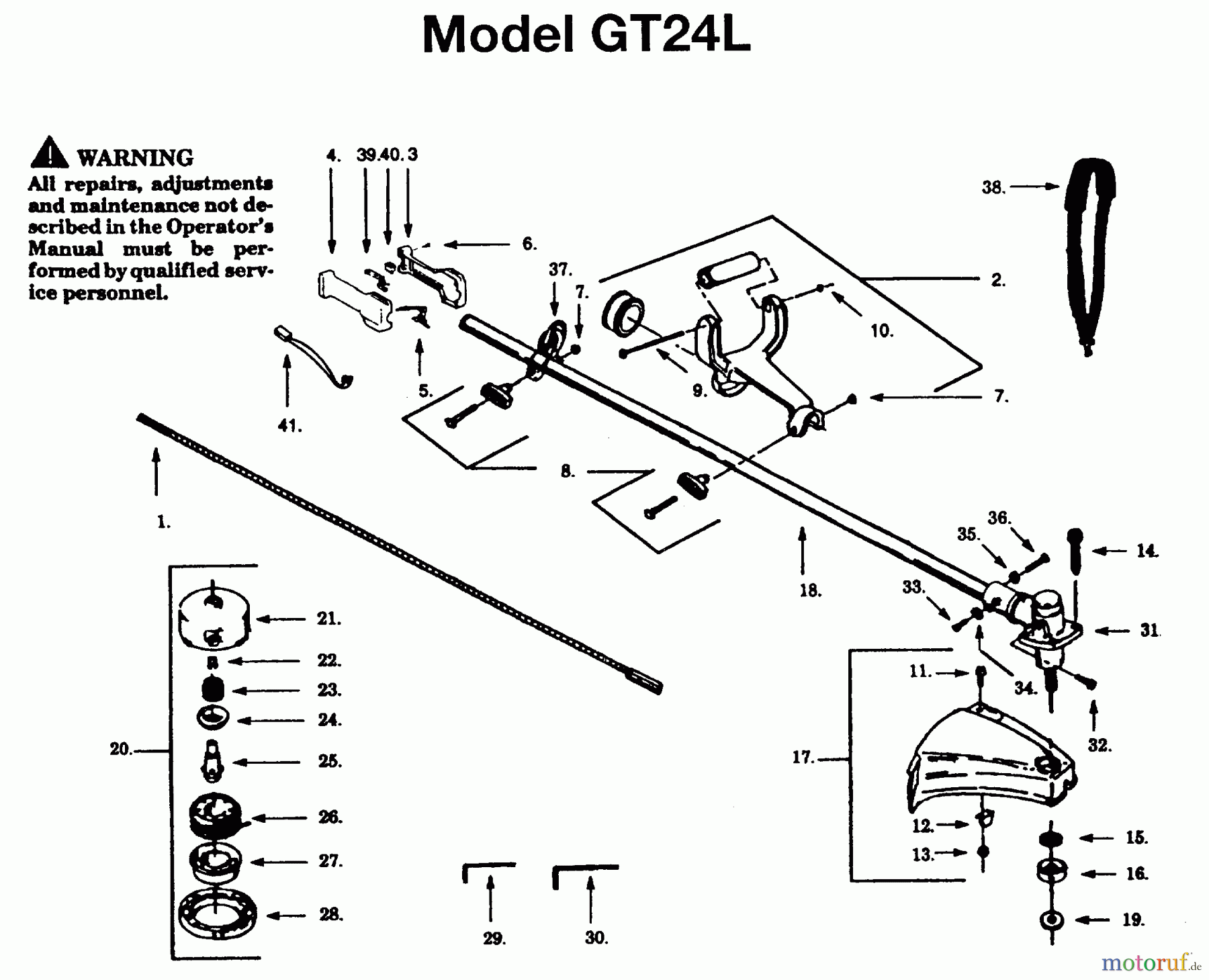  Jonsered Motorsensen, Trimmer GT24L - Jonsered String/Brush Trimmer (1995-05) SHAFT HANDLE #1