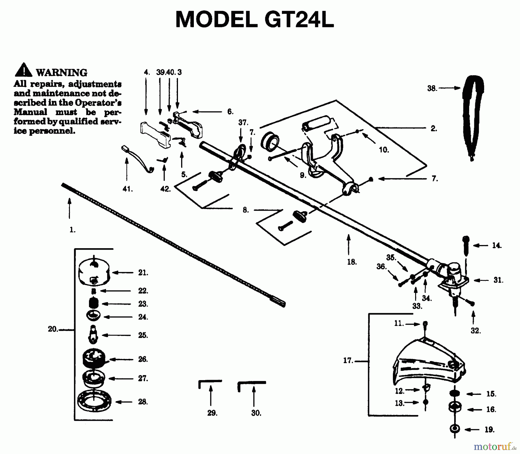  Jonsered Motorsensen, Trimmer GT22L - Jonsered String/Brush Trimmer (1996-03) SHAFT HANDLE #1