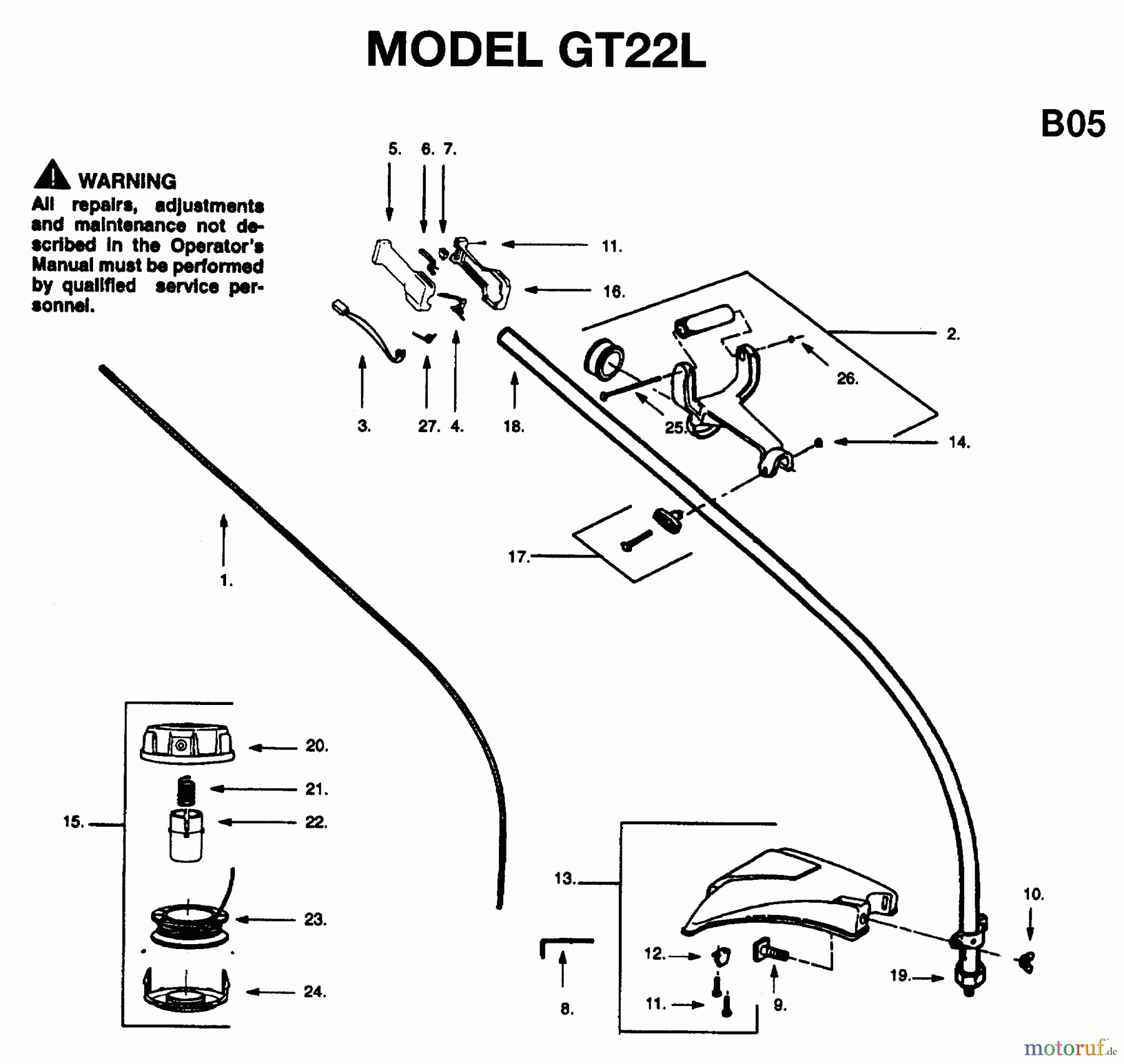  Jonsered Motorsensen, Trimmer GT24L - Jonsered String/Brush Trimmer (1996-03) SHAFT HANDLE #1