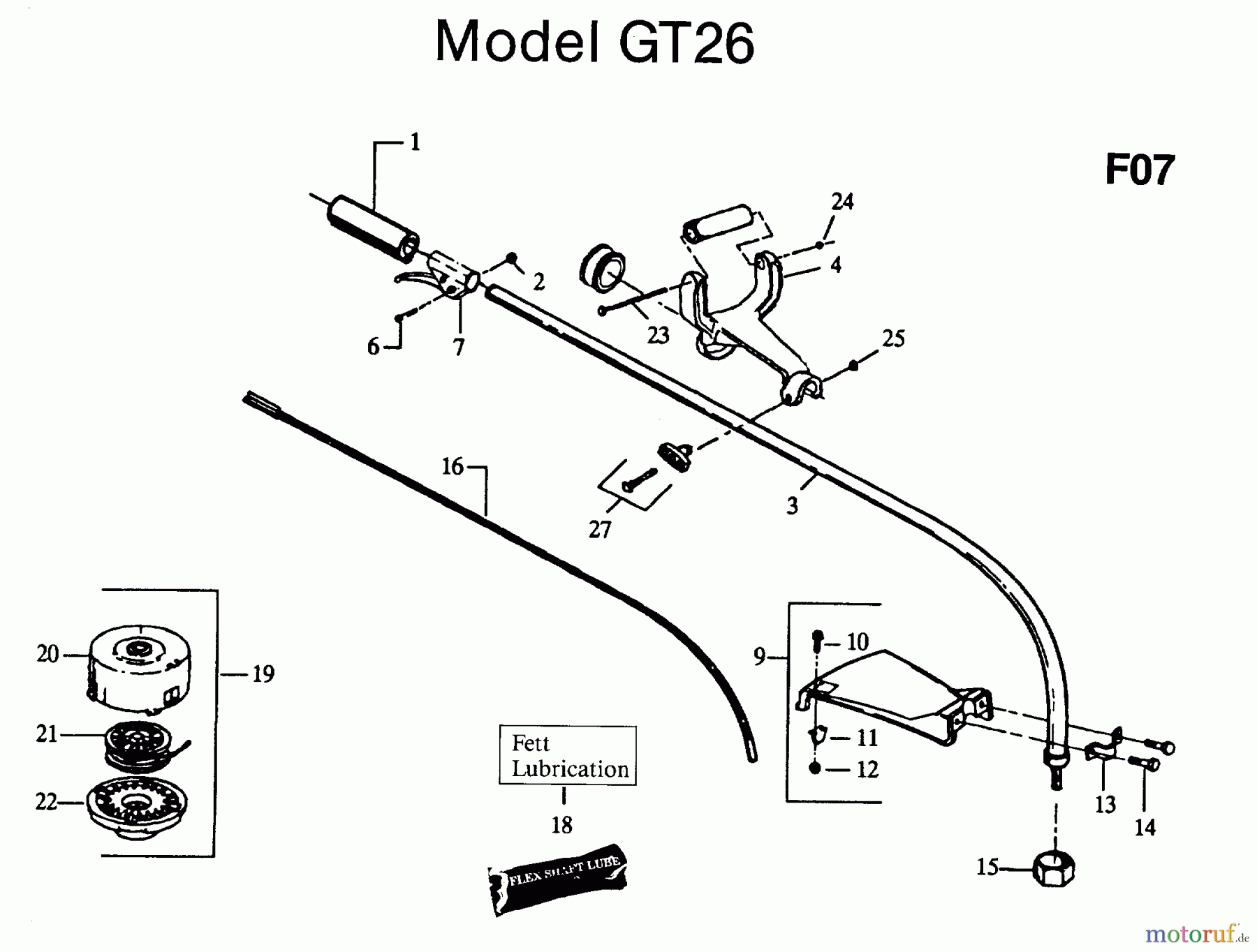  Jonsered Motorsensen, Trimmer GT32 - Jonsered String/Brush Trimmer (1991-02) SHAFT HANDLE #1