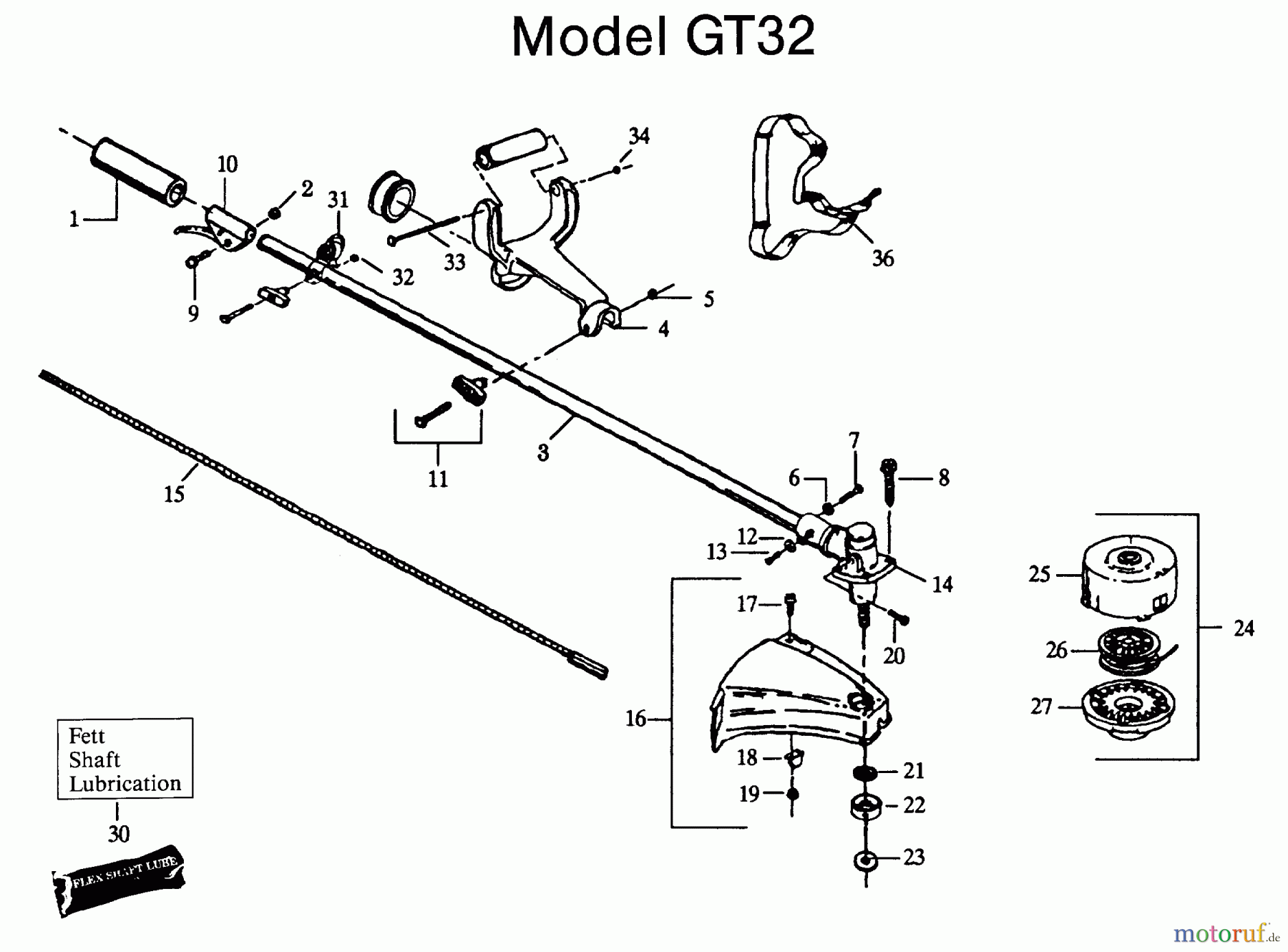  Jonsered Motorsensen, Trimmer GT26 - Jonsered String/Brush Trimmer (1991-02) SHAFT HANDLE #2