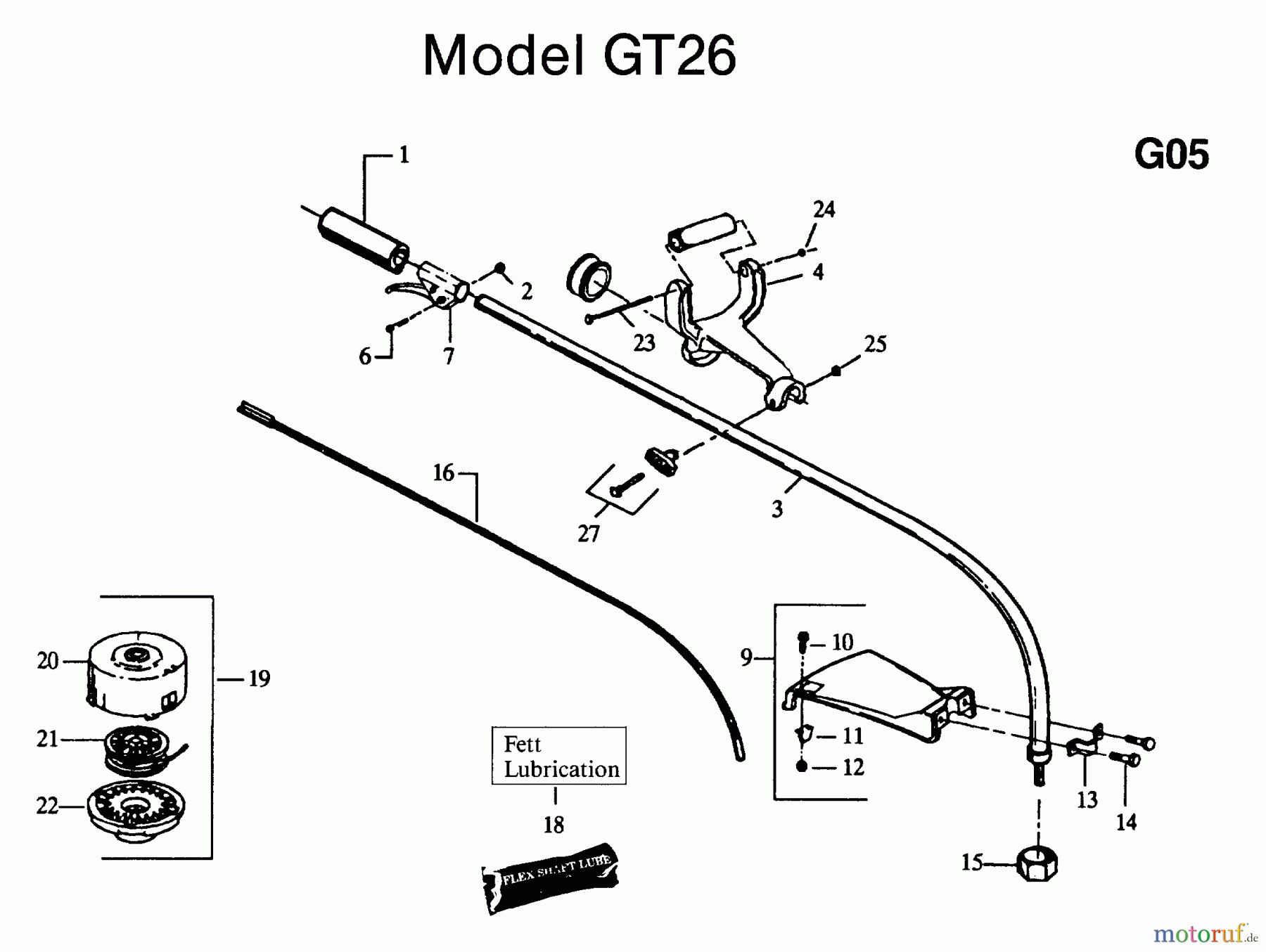  Jonsered Motorsensen, Trimmer GT26 - Jonsered String/Brush Trimmer (1992-03) SHAFT HANDLE #2